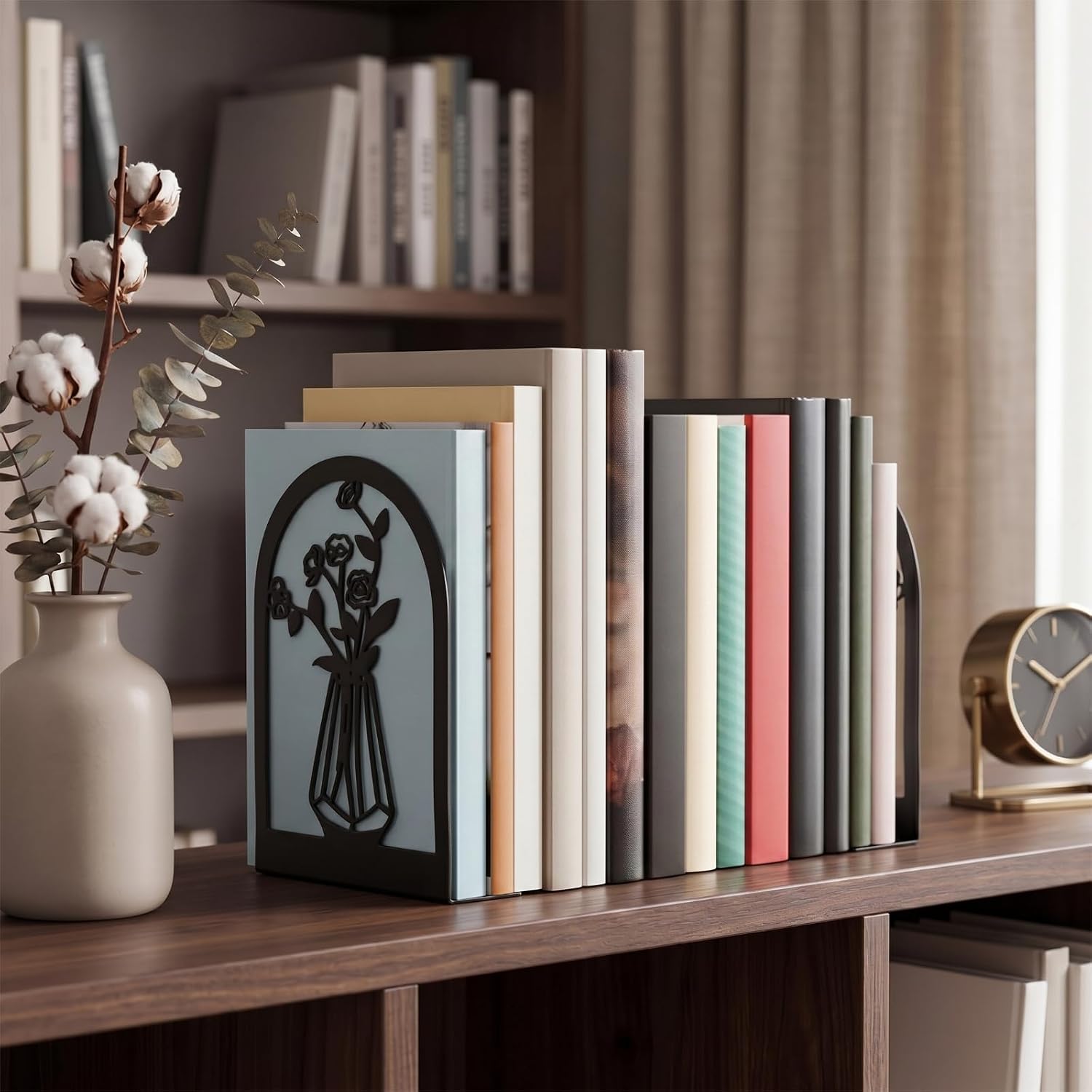 Metal Bookends / Black Modern / Set of 6