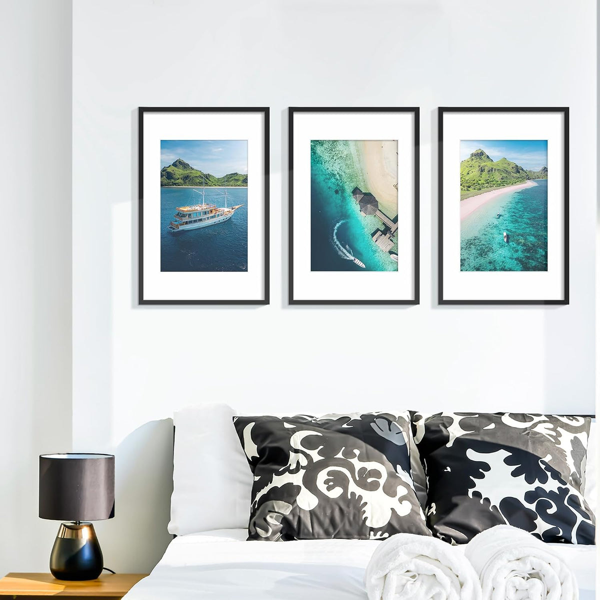 Wiscet 11x17 Picture Frame Set of 9, for Wall Hanging Display, Black | Display Pictures 8x12 with Mat or 11x17 without