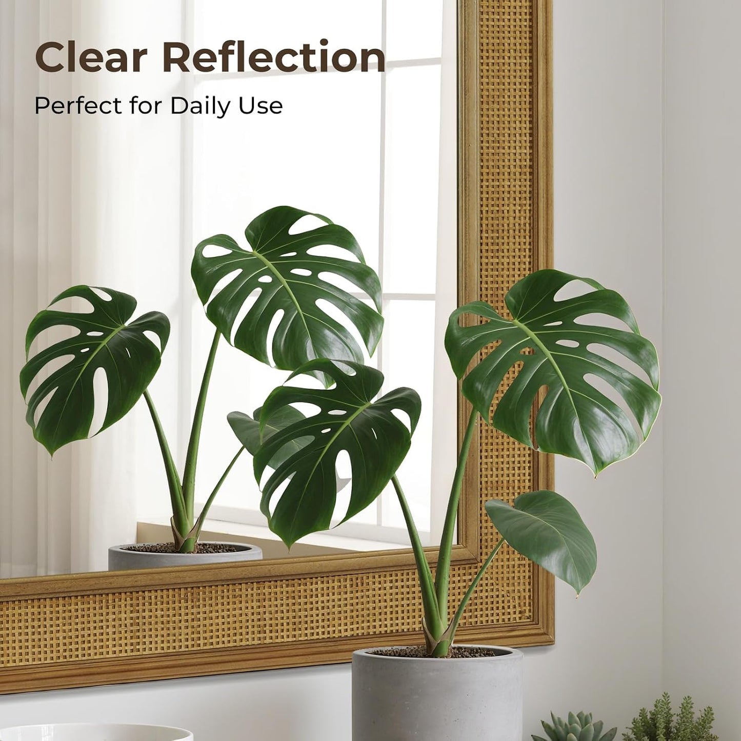 Rattan Wall Mirror Rectangle / Rattan Mirror / 28"L x 22"W / 22 x 28