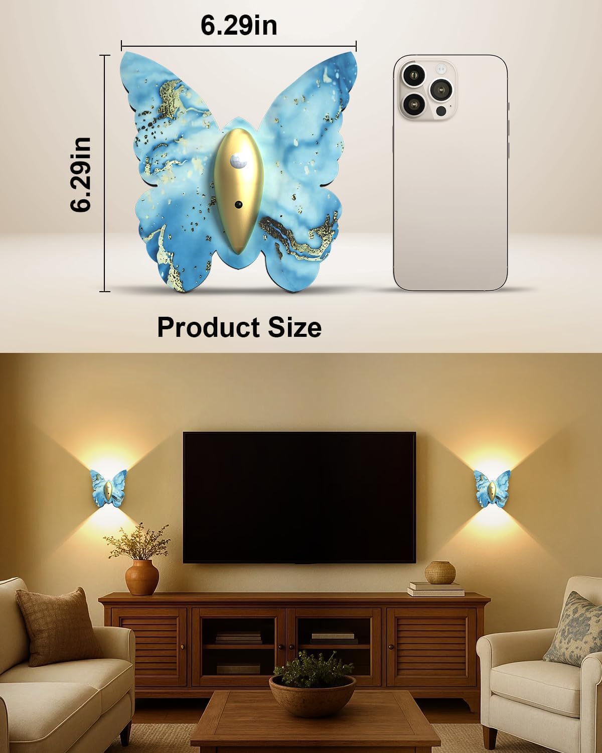 Eneru Motion Sensor Wall Sconce Set of 2, Rechargeable Wall Lights, Indoor | 5000mAh Battery Operated Wall Sconces