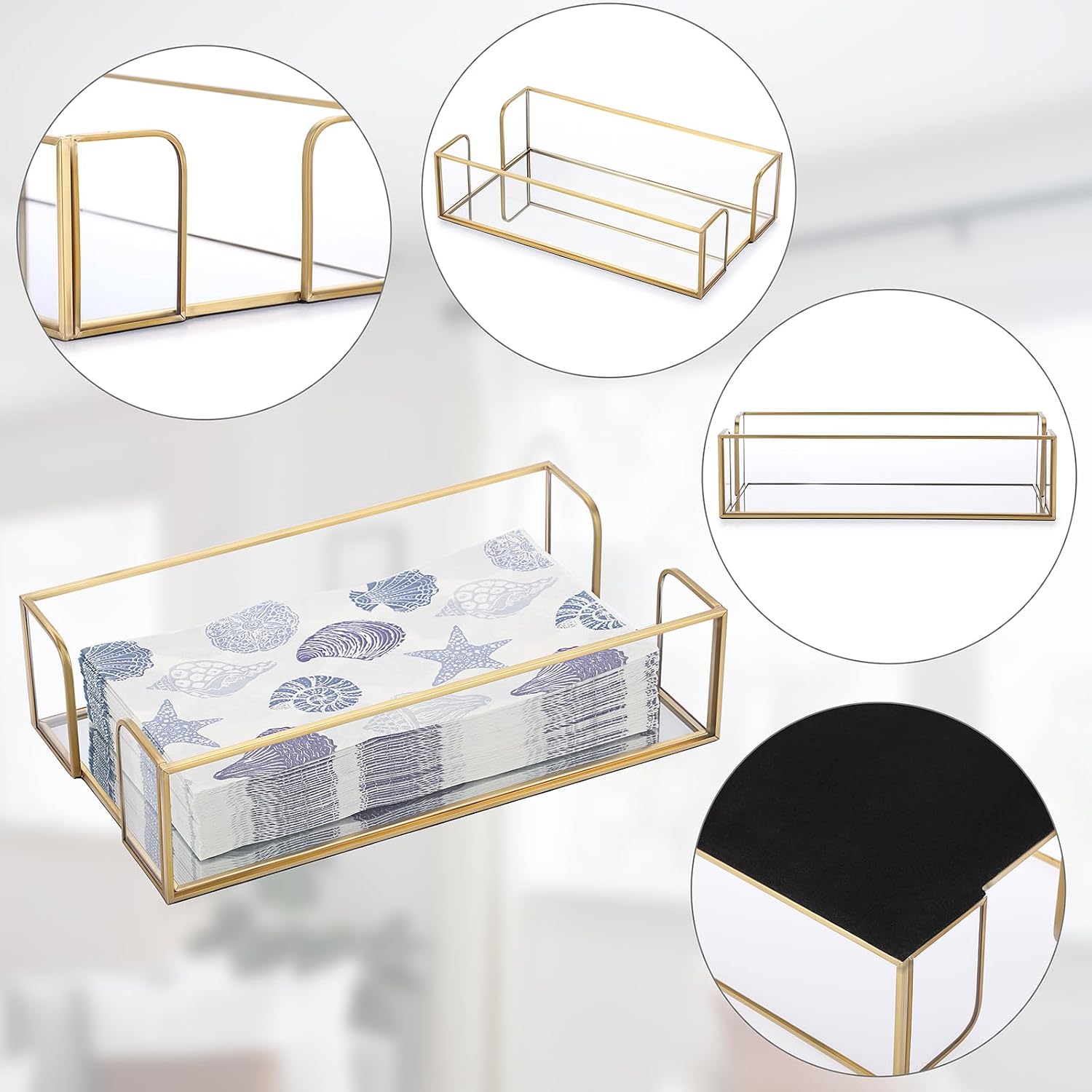Napkin Holder / Napkin Holder Table / Gold / Glass