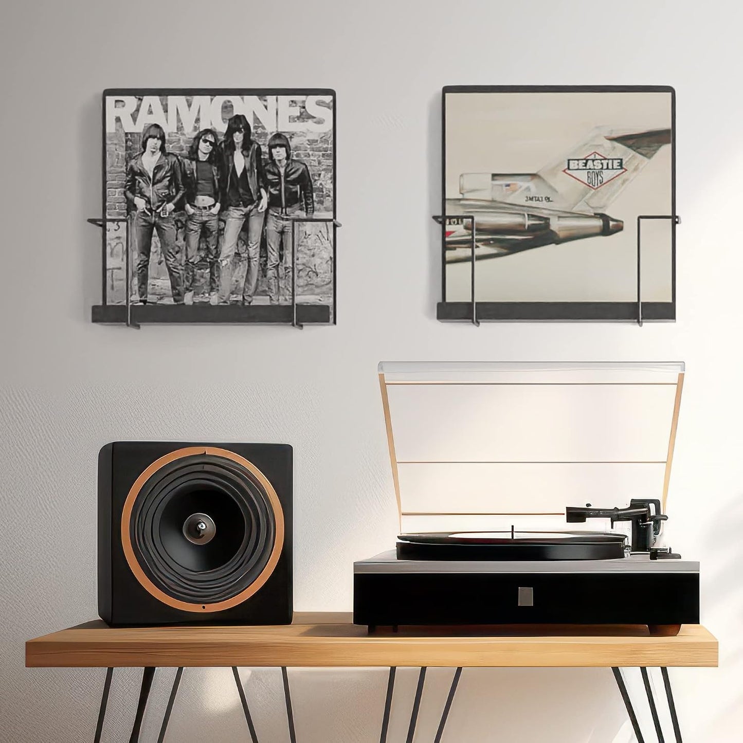 Vinyl Record Storage Wall Mount Display Shelf - Matte Black 2-Pack | Premium one-piece solid-steel record holder