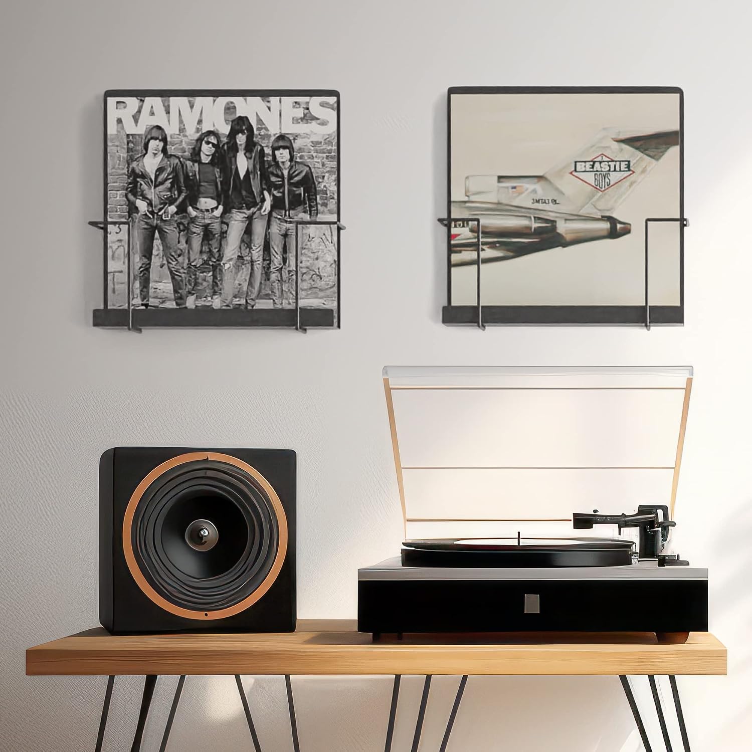 Vinyl Record Storage Wall Mount Display Shelf - Matte Black 2-Pack | Premium one-piece solid-steel record holder