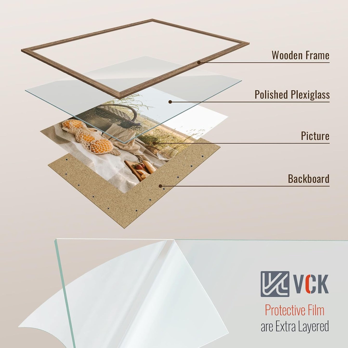 VCK 22x28 Frame Walnut 4 Pack, Wide Thick Wood Border, for Poster/Print | Exclusive Woodgrain, Wall Hanging, HD