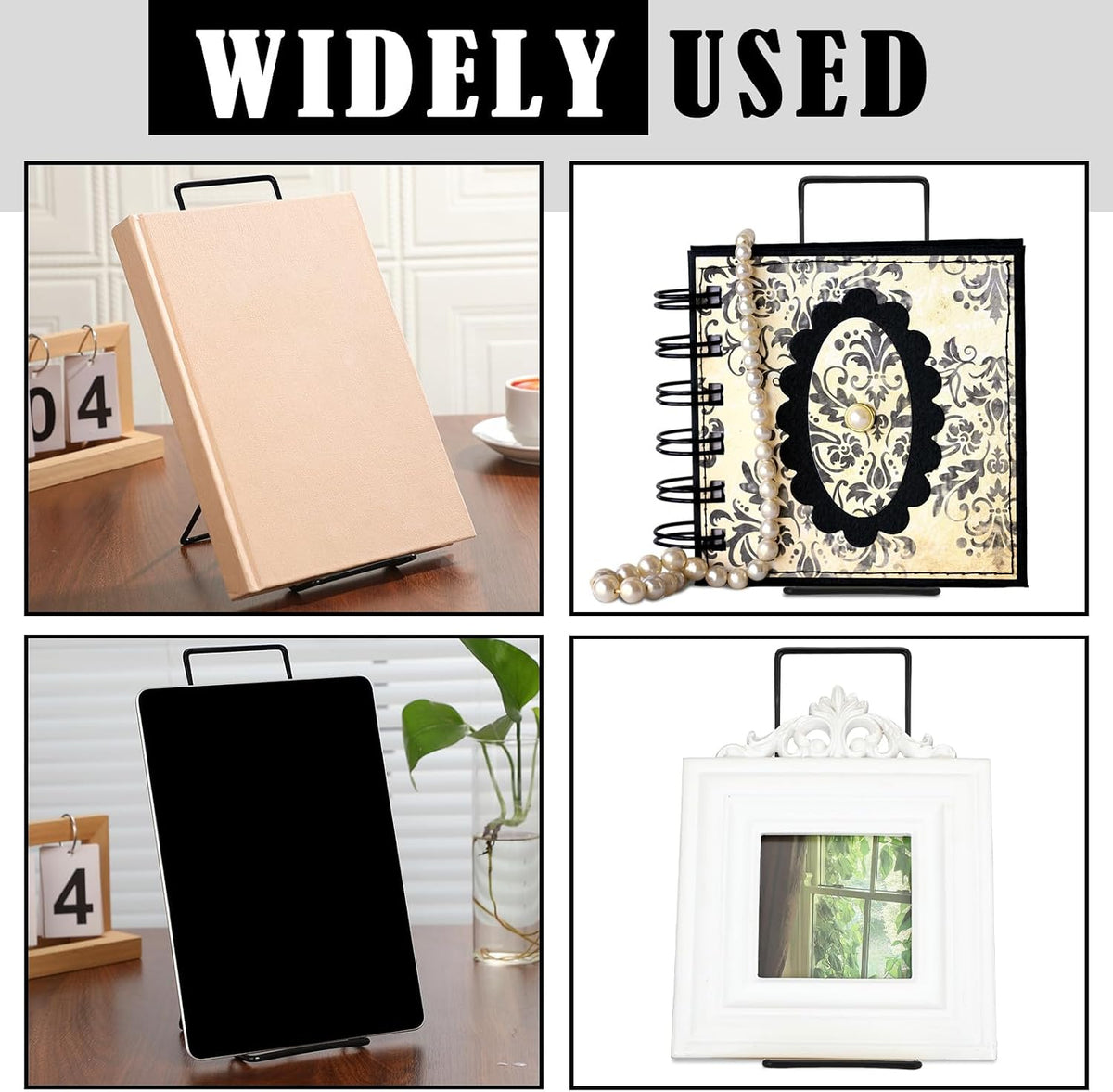 6 Pack 11.8 Inch Large Metal Book Stand for Display Adjustable Display Holder Easel Collector Stand for Home Office
