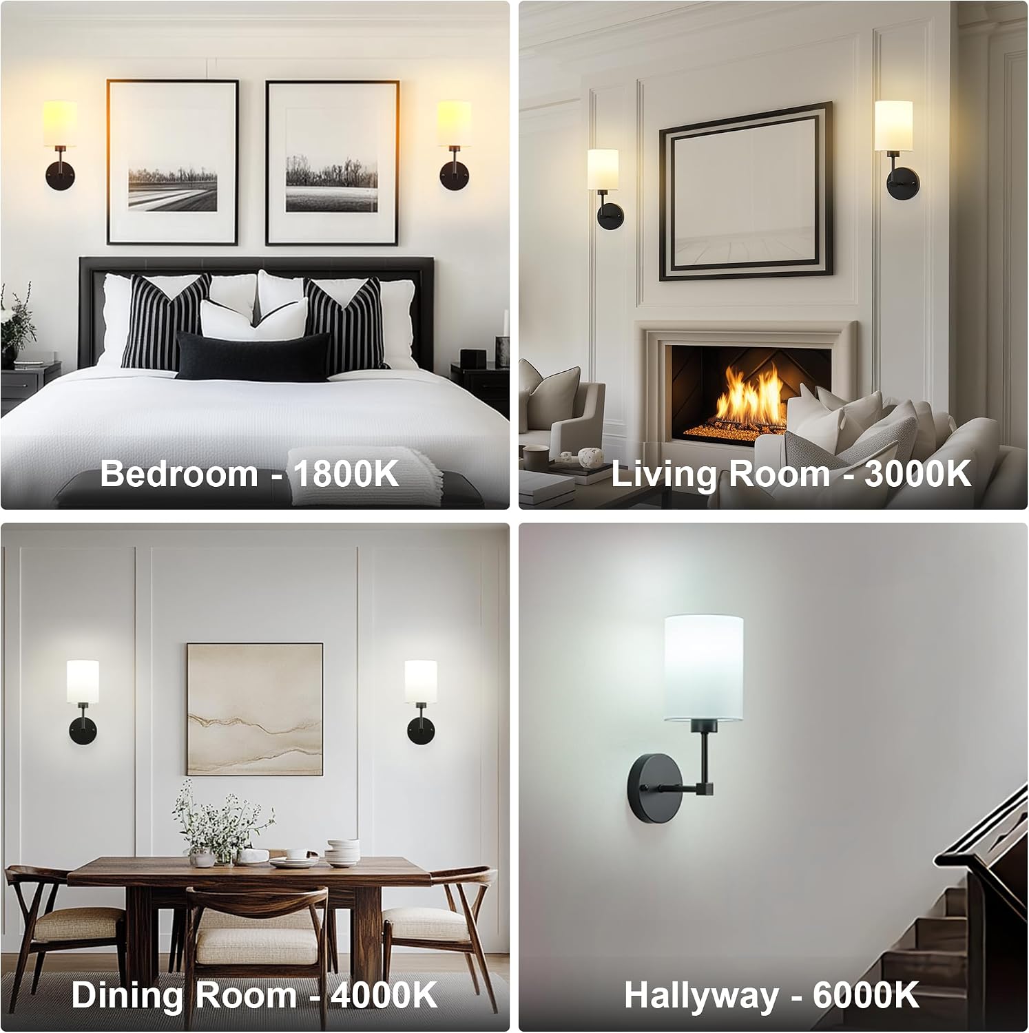 KARTOOSH Battery Operated Wall Sconce Set of Two, Dimmable 4CCT, RGB, Timer | Rechargeable Wireless Wall Decor Light