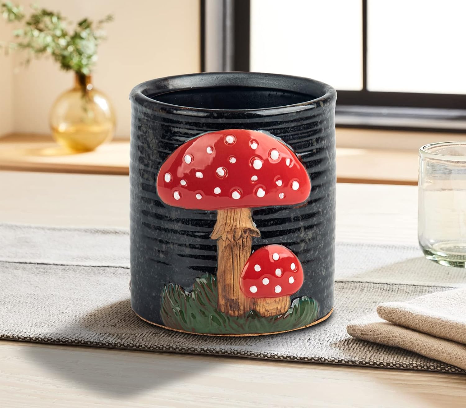 Mushroom Kitchen Utensil Holder For Countertop Ceramic Utensil Holder