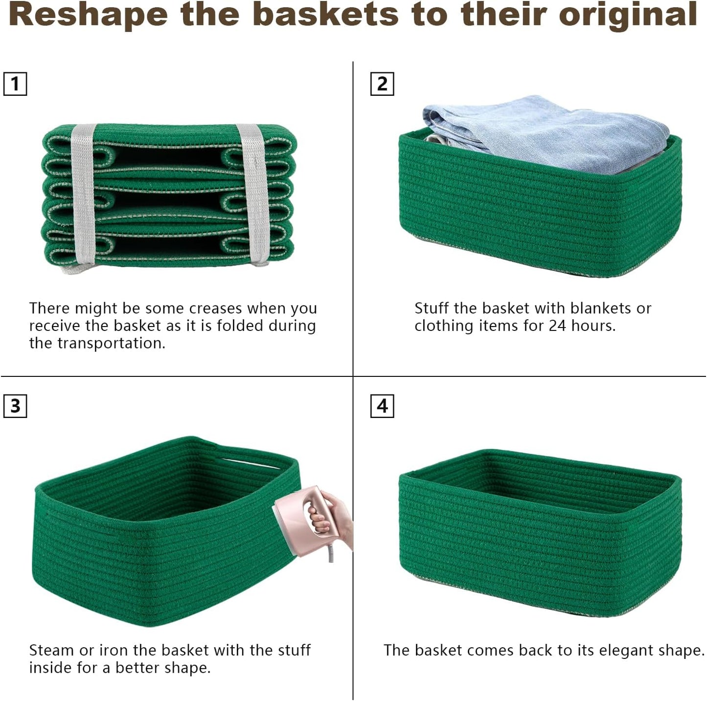 Woven Decorative Gift Baskets / Green / /11.81''lx7.87''wx4.72''h / Set of 3