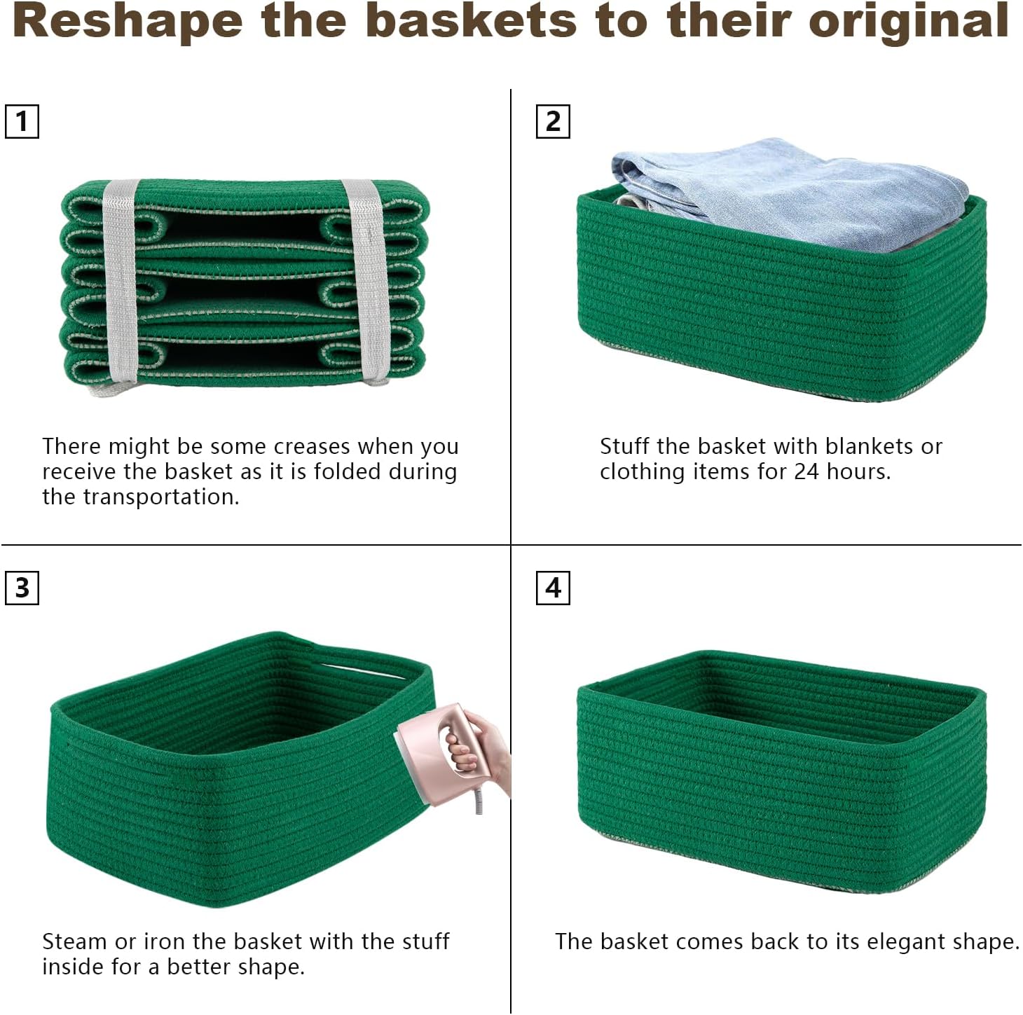 Woven Decorative Gift Baskets / Green / /11.81''lx7.87''wx4.72''h / Set of 3
