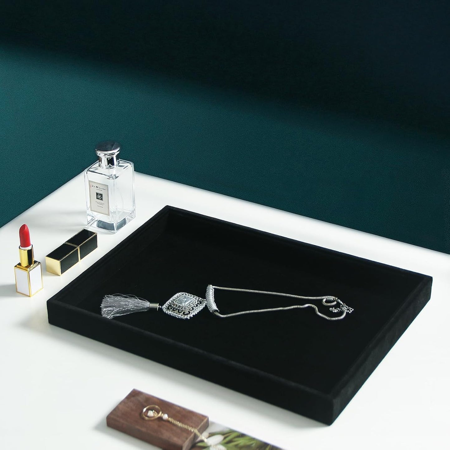 /Set Stackable Jewerlry Organizer Tray Velvet Blank Tray / Blank+blank / Black Velvet / Set of 2