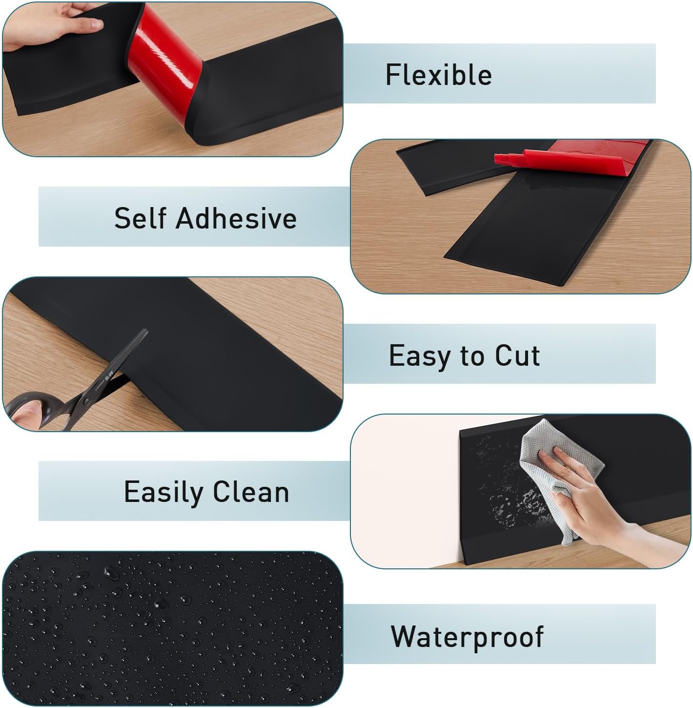 Flexible Baseboard Molding Trim / 20ft / Black / 4 x 20