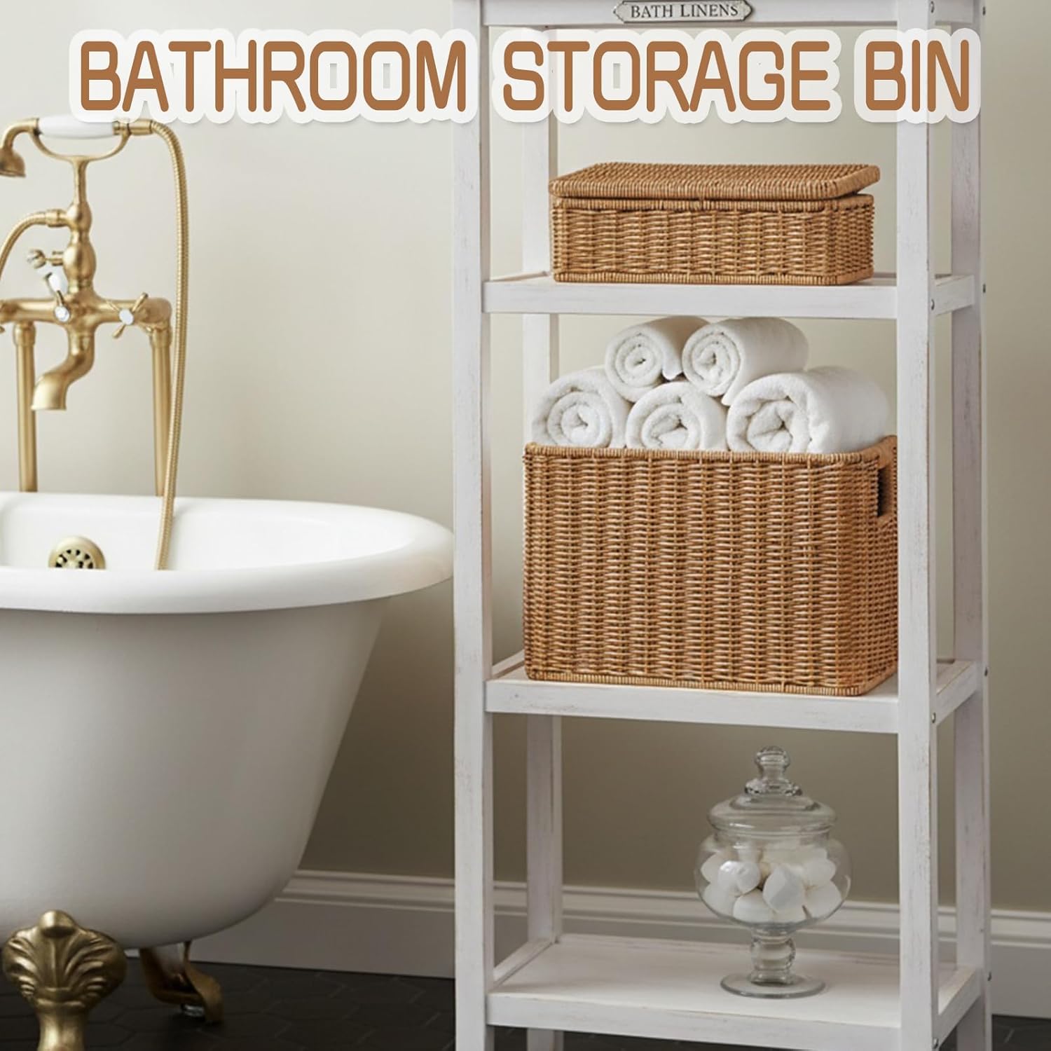 Decorative Poly Rattan Wicker Storage Bin