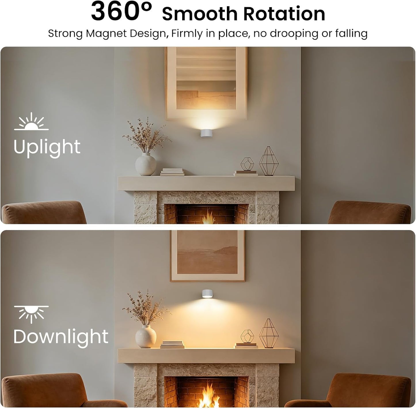 Koopala LED Wall Sconces, Wall Mounted Lamps with Rechargeable Battery Operated Dim 3 Brightness Removable Charging