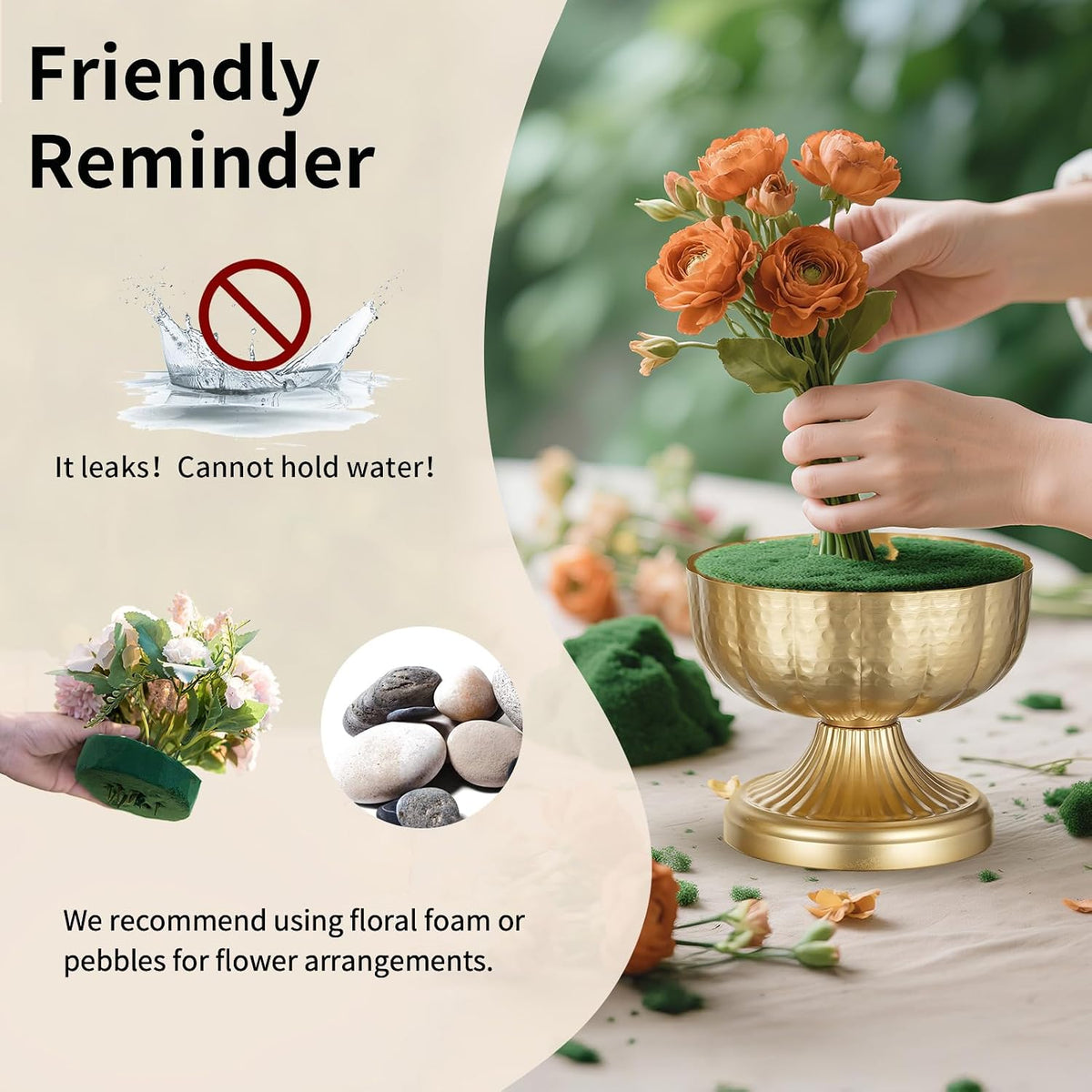 NUPTIO Gold Compote Vases for Centerpieces, Hammered, 6.3", 10 Pcs | Metal Pedestal Bowl, for Small Flowers