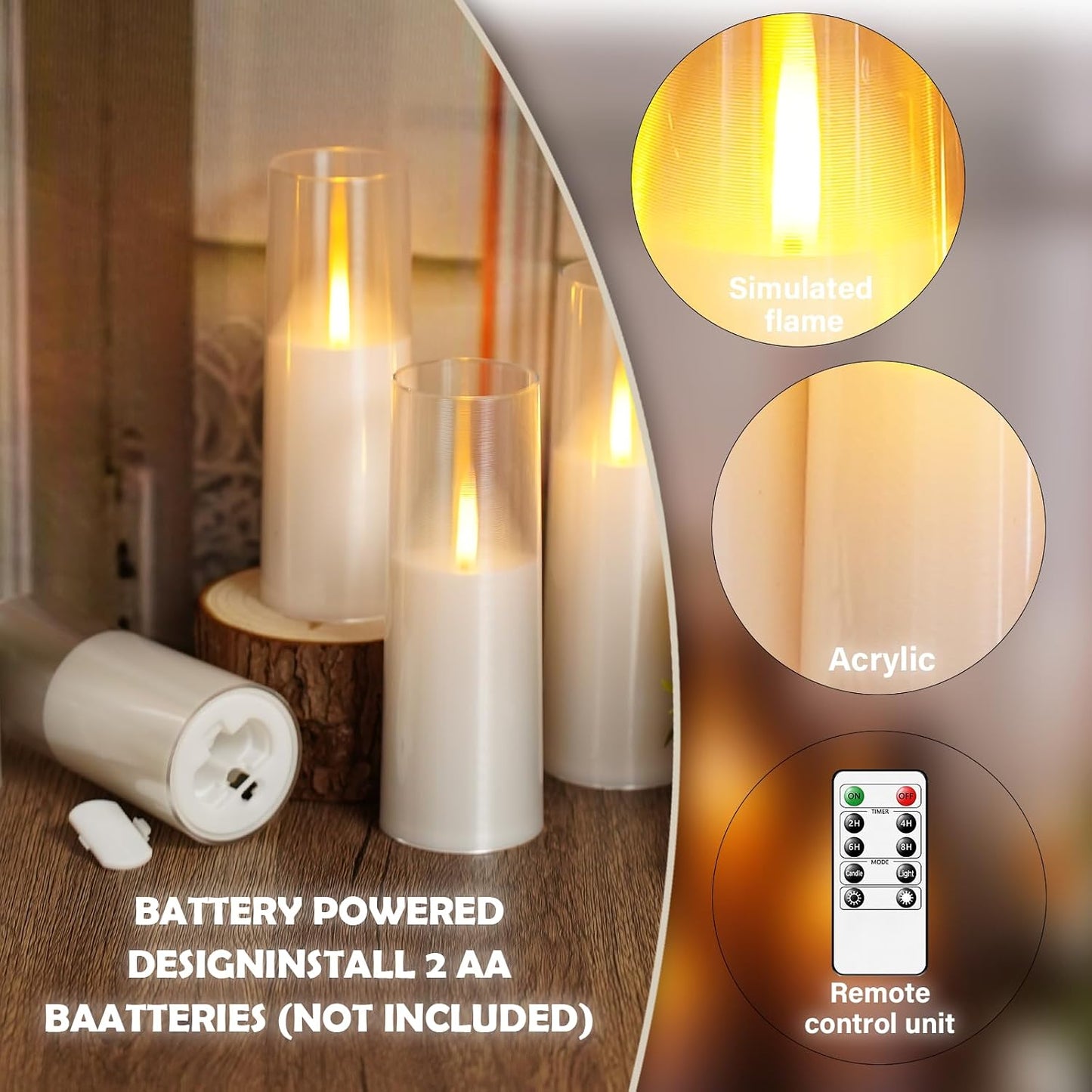 kakoya Flameless LED Candles Upgraded Realistic Flickering Flame,7Pcs Battery Operated Candles with Remote Timers,LED