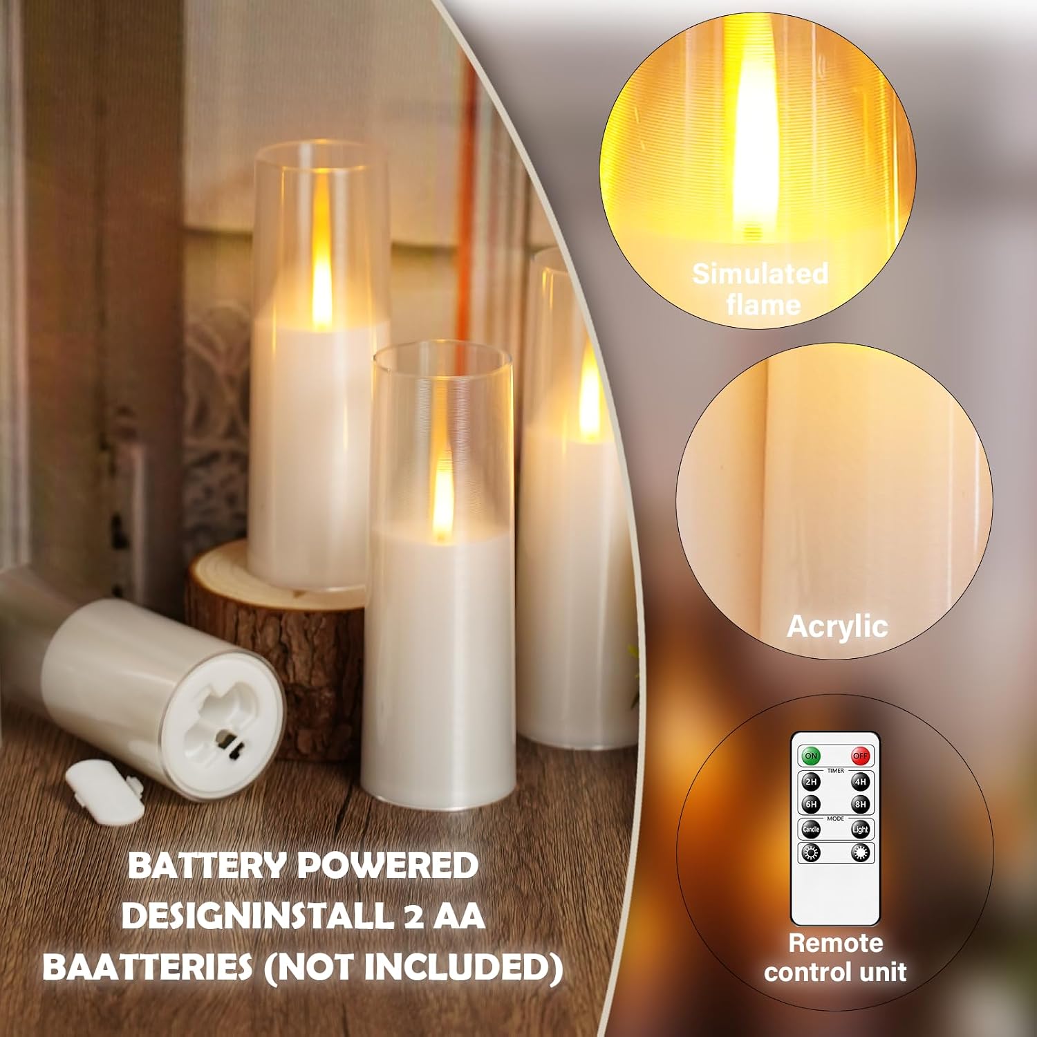 kakoya Flameless LED Candles Upgraded Realistic Flickering Flame,7Pcs Battery Operated Candles with Remote Timers,LED
