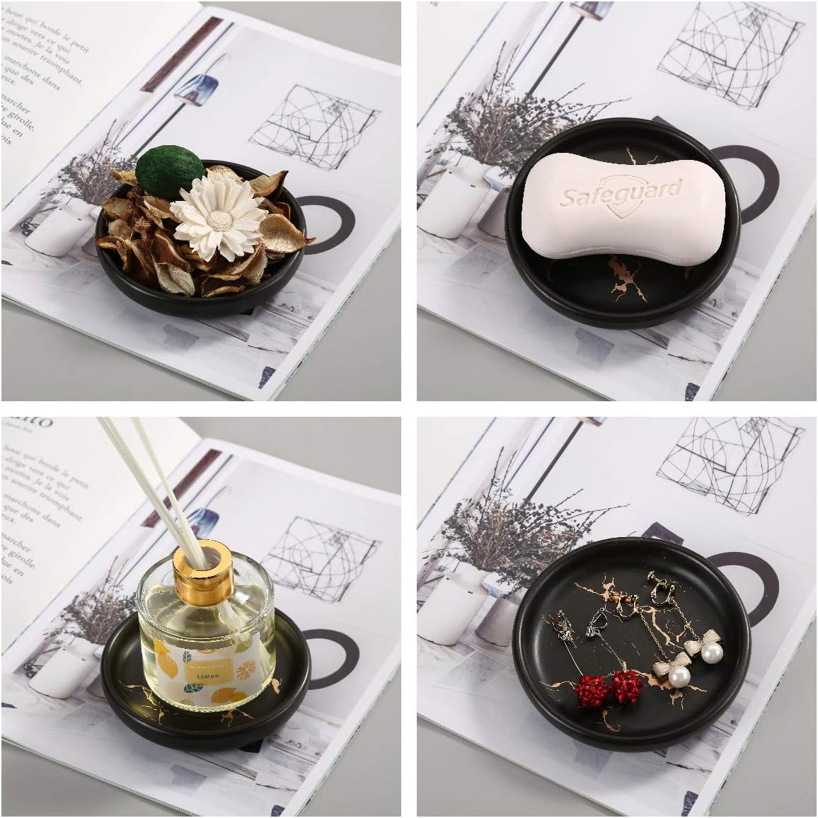 Ceramic Soap Dish Tray Holder / Black