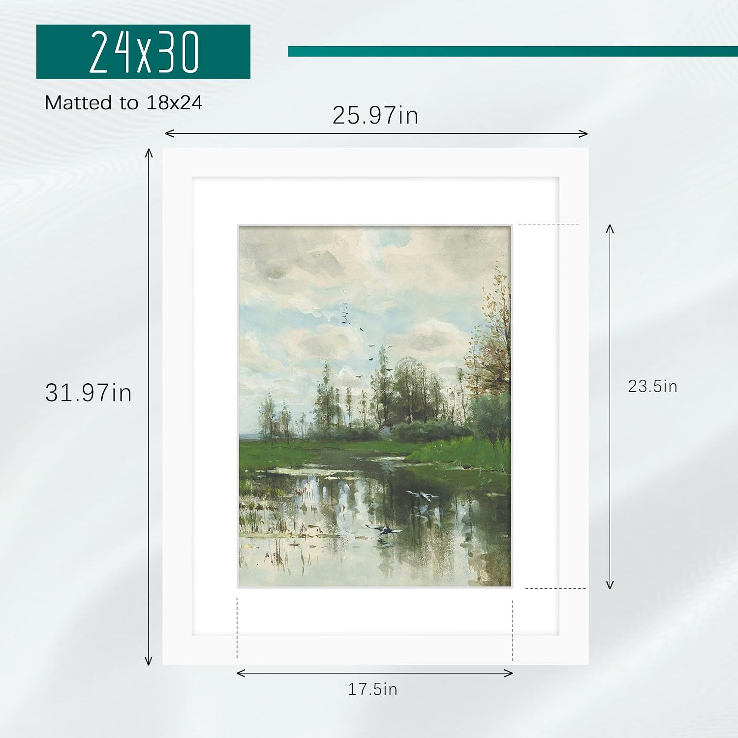 24x30 White Puzzle Frame, Picture Frame for Wall, 3 Pack | Fits 18x24 Posters With Mat or 24x30 Without Mat, Vertical