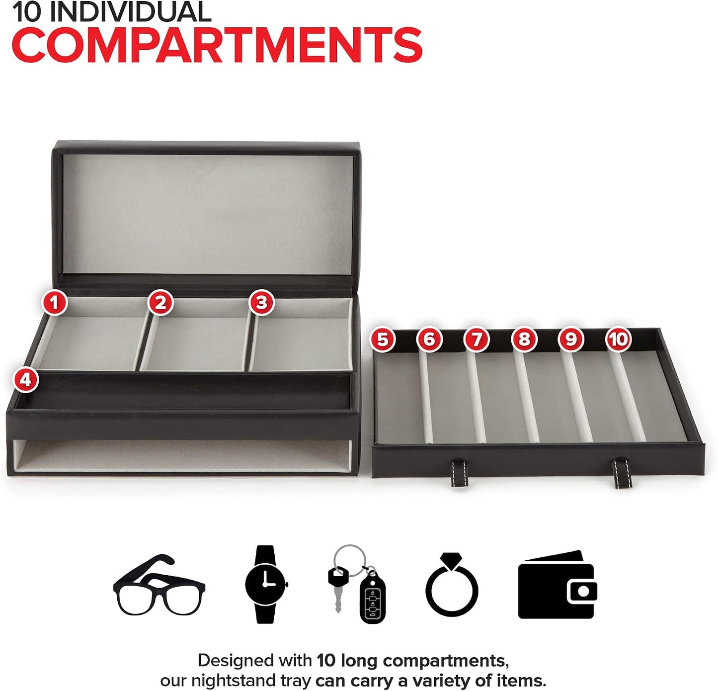 Stock Your Home Mens Valet Tray, Men's Jewelry Box, Night Stand Organizers and Storage, Bedside Table Organizer, Watch