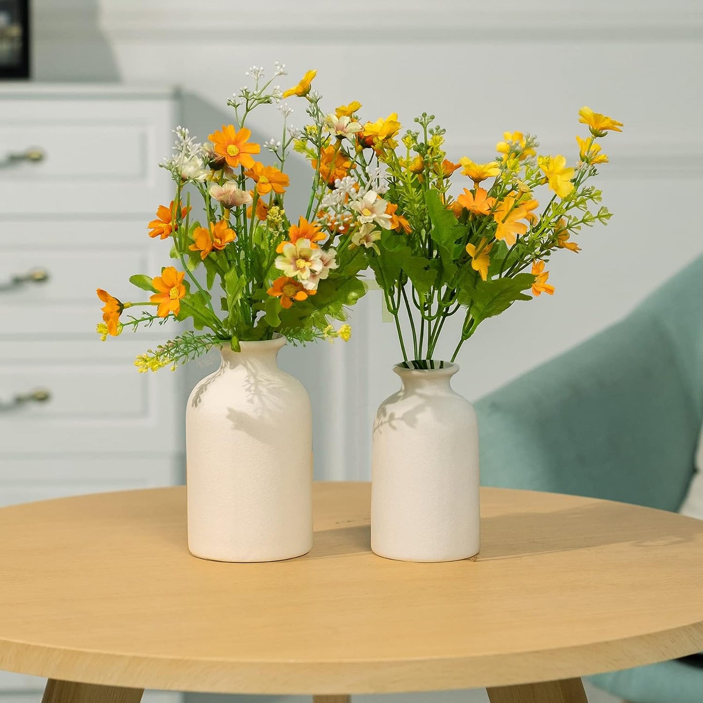 Ceramic vases Home Decor Small vase Set Boho vase Modern Farmhouse Decor / White / Set of 2