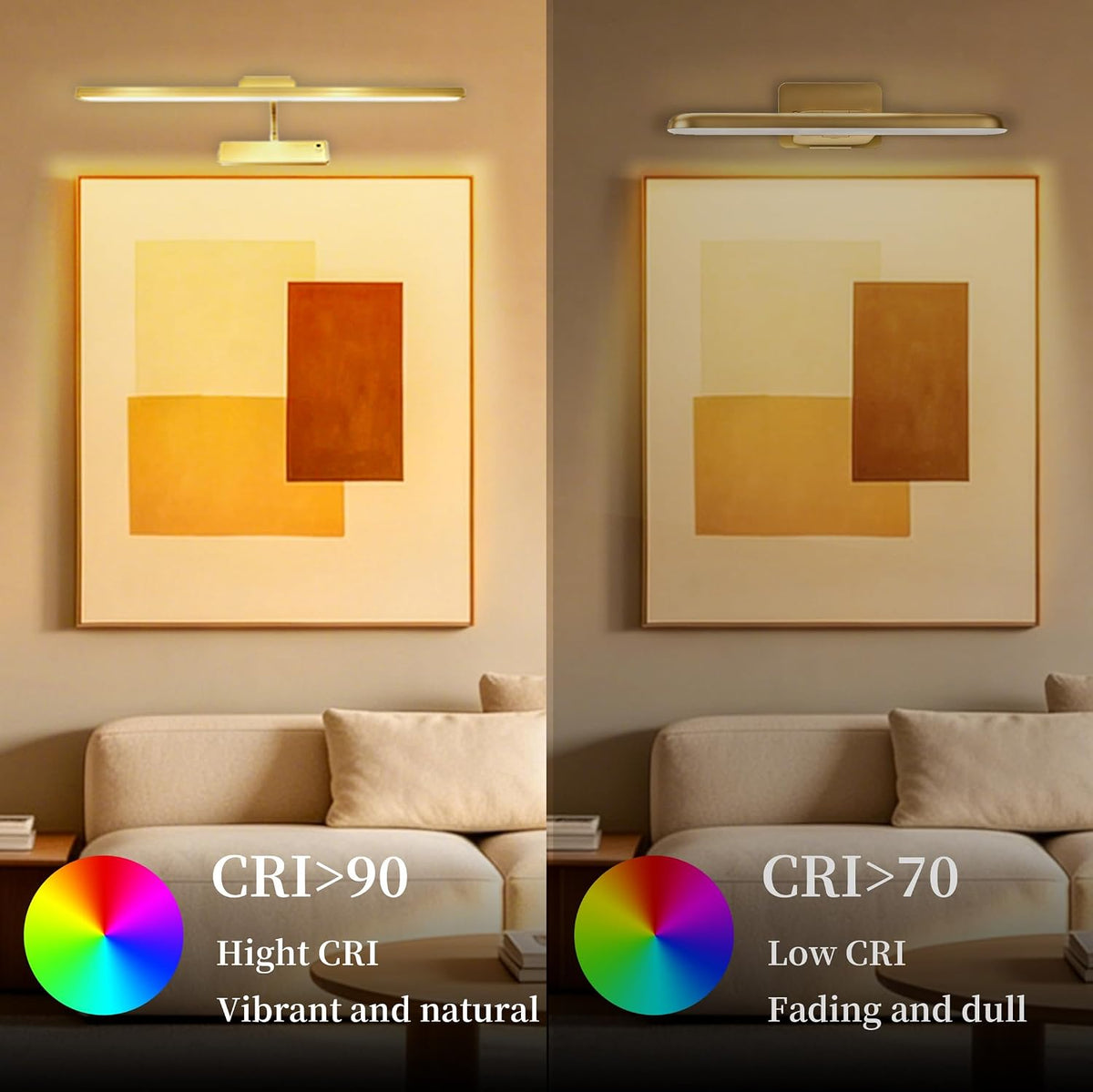 MIOBLUE Picture Light for Wall, 4800mAh Rechargeable Wireless Remote, 15in Dimmable Timer LED Art Display Light with 3