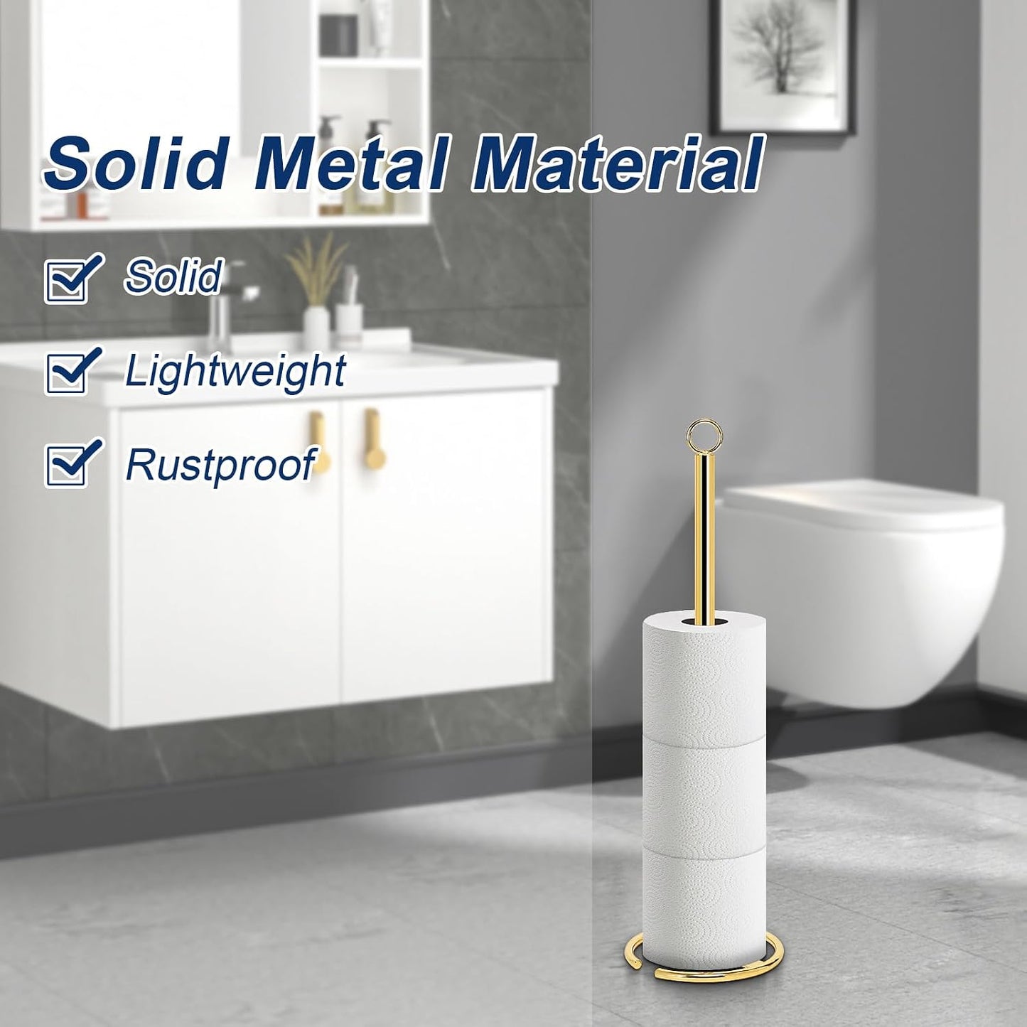 NearMoon Bath Toilet Paper Holder Stand, Freestanding Tissue Paper Storage with Reserve, Space Toilet 4 Rolls Holder