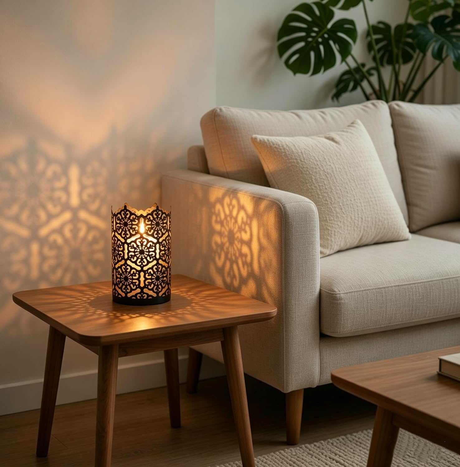 Hosley's Set of 2 Flower 7" High Cut Bronze Candle Holder & Lantern. Ideal for Use with Hosley Highly Scented Candles