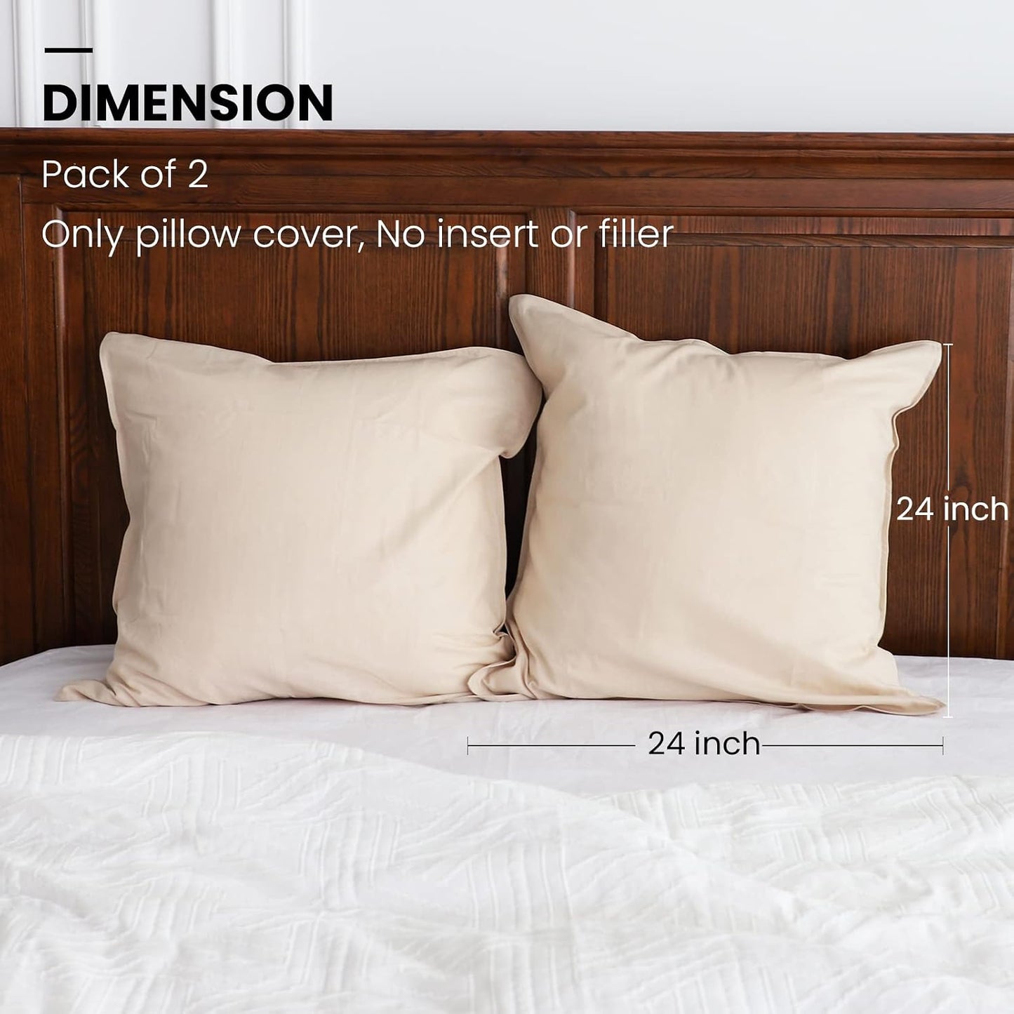 Linen Euro Shams Basic Style Solid Color Flax Cotton Blend Decor / 24 x 24 / Linen/beige / Set of 2