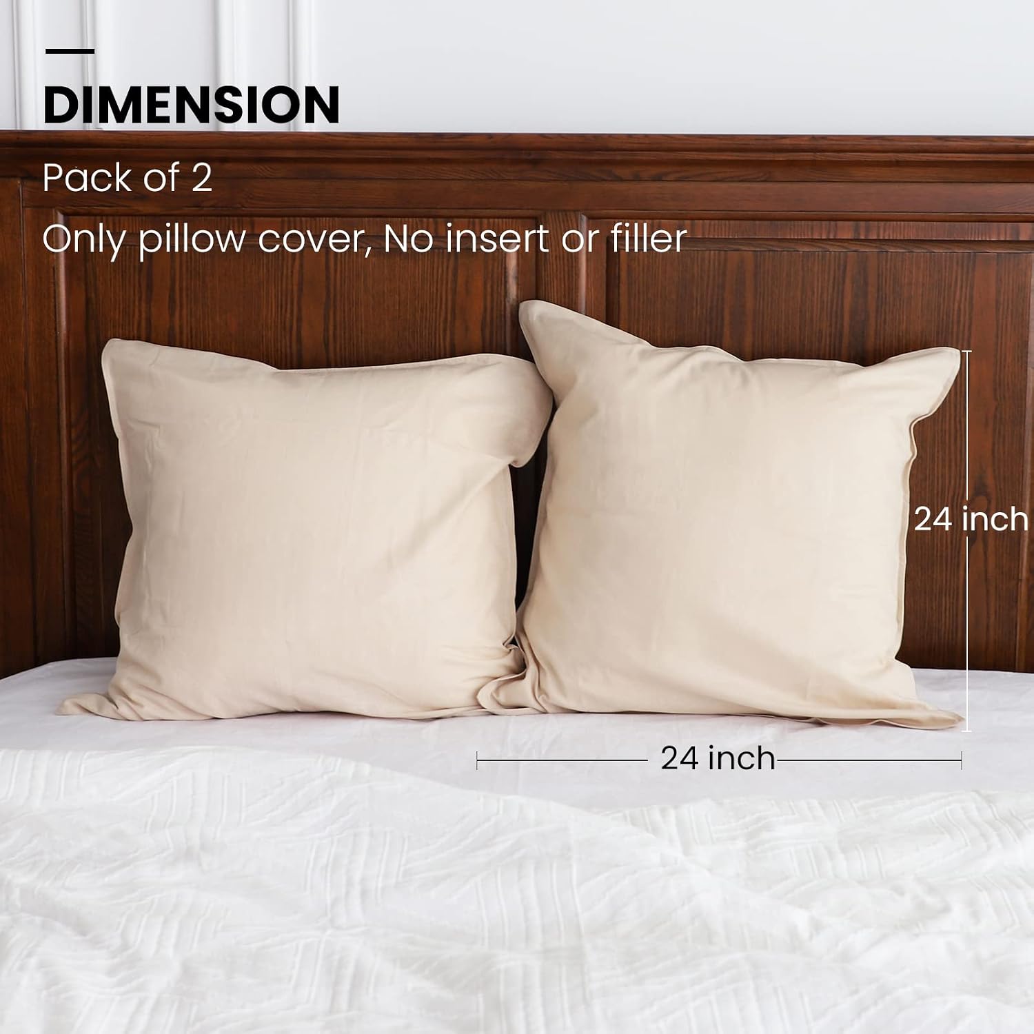 Linen Euro Shams Basic Style Solid Color Flax Cotton Blend Decor / 24 x 24 / Linen/beige / Set of 2