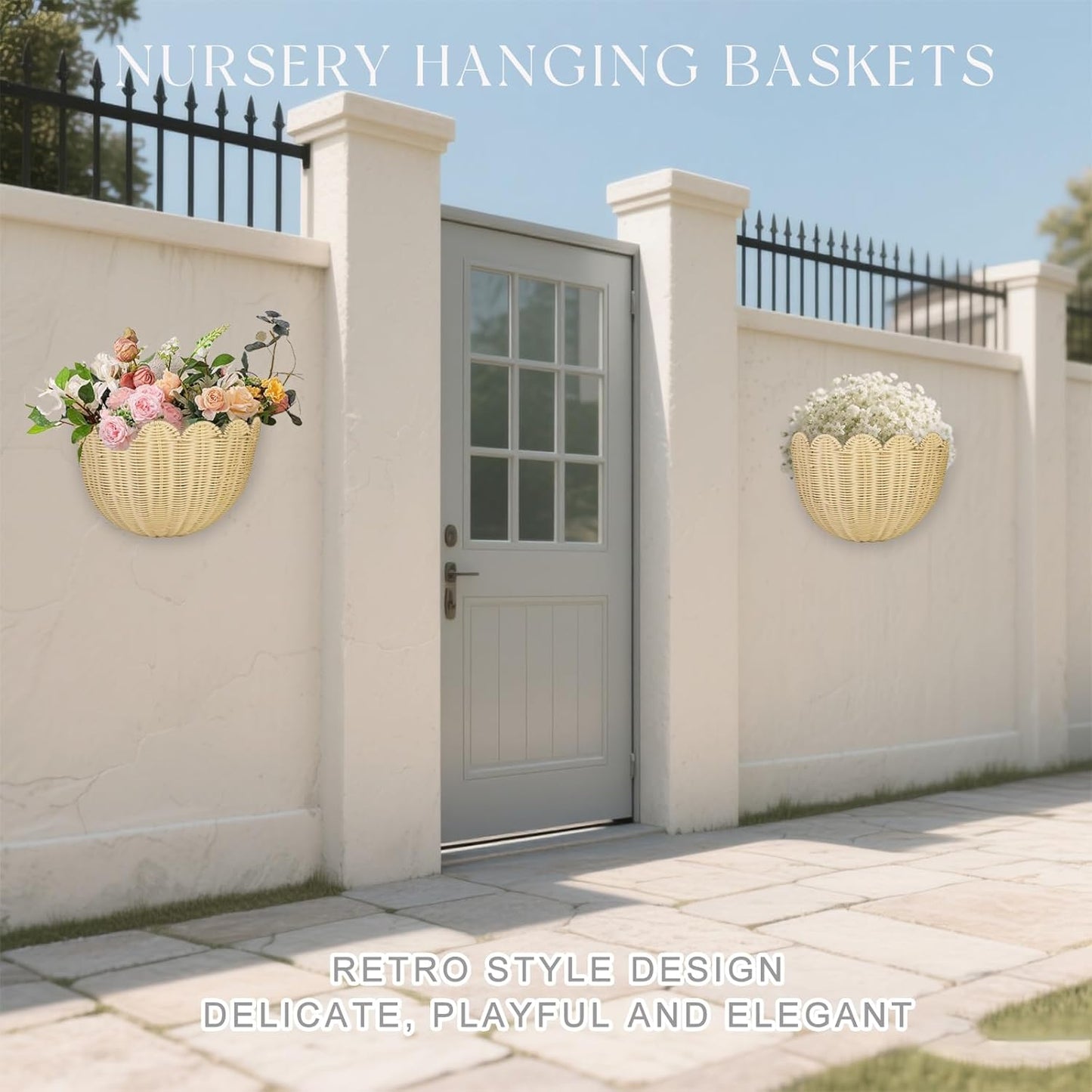 in.Hand-woven by of intangible cultural Rattan Hanging Basket Woven / 15.7 x 10 x 8 / Set of 2