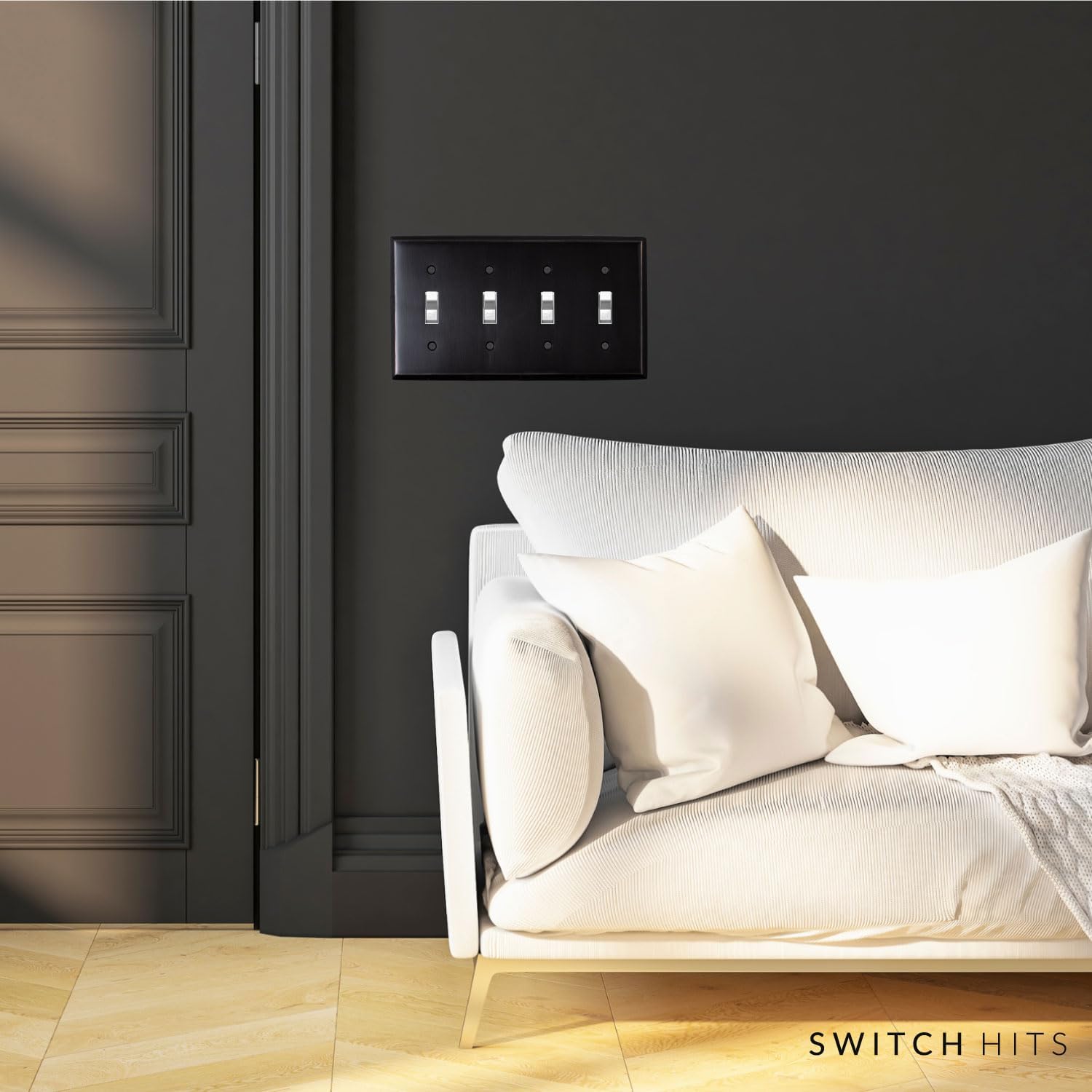 Quad Light Switch Plate GFCI Decorative Wall Plate Outlet Cover | 4 Toggle Oil Rubbed Bronze Electrical Faceplate