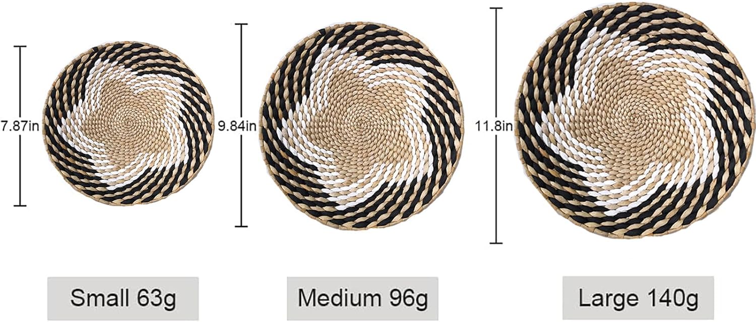 Boho Woven Basket Wall Decor Straw Rustic Handmade Round Large & Small Hanging Home / 11.87 / G4