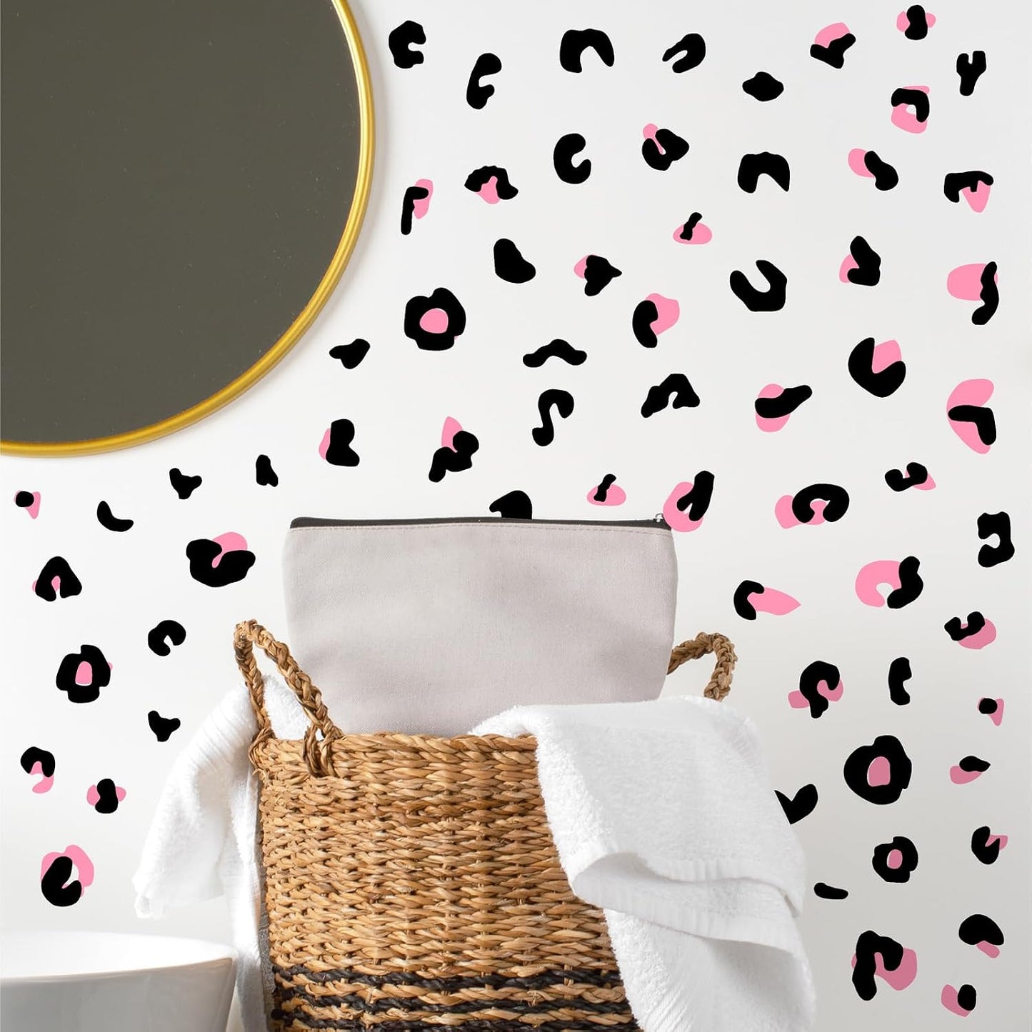 Leopard Print Wall Decals Peel and Stick Cheetah Pattern Sticker Animal Prints / Leopard Dot / Black