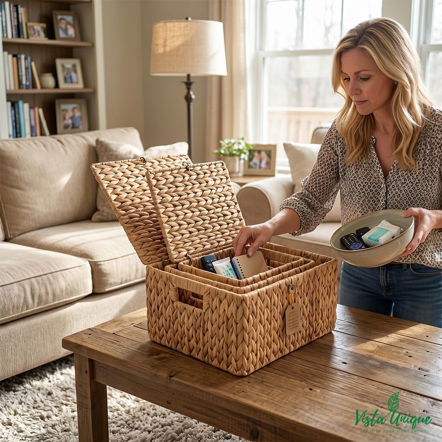 Woven Wicker Basket / Natural / Set of 3