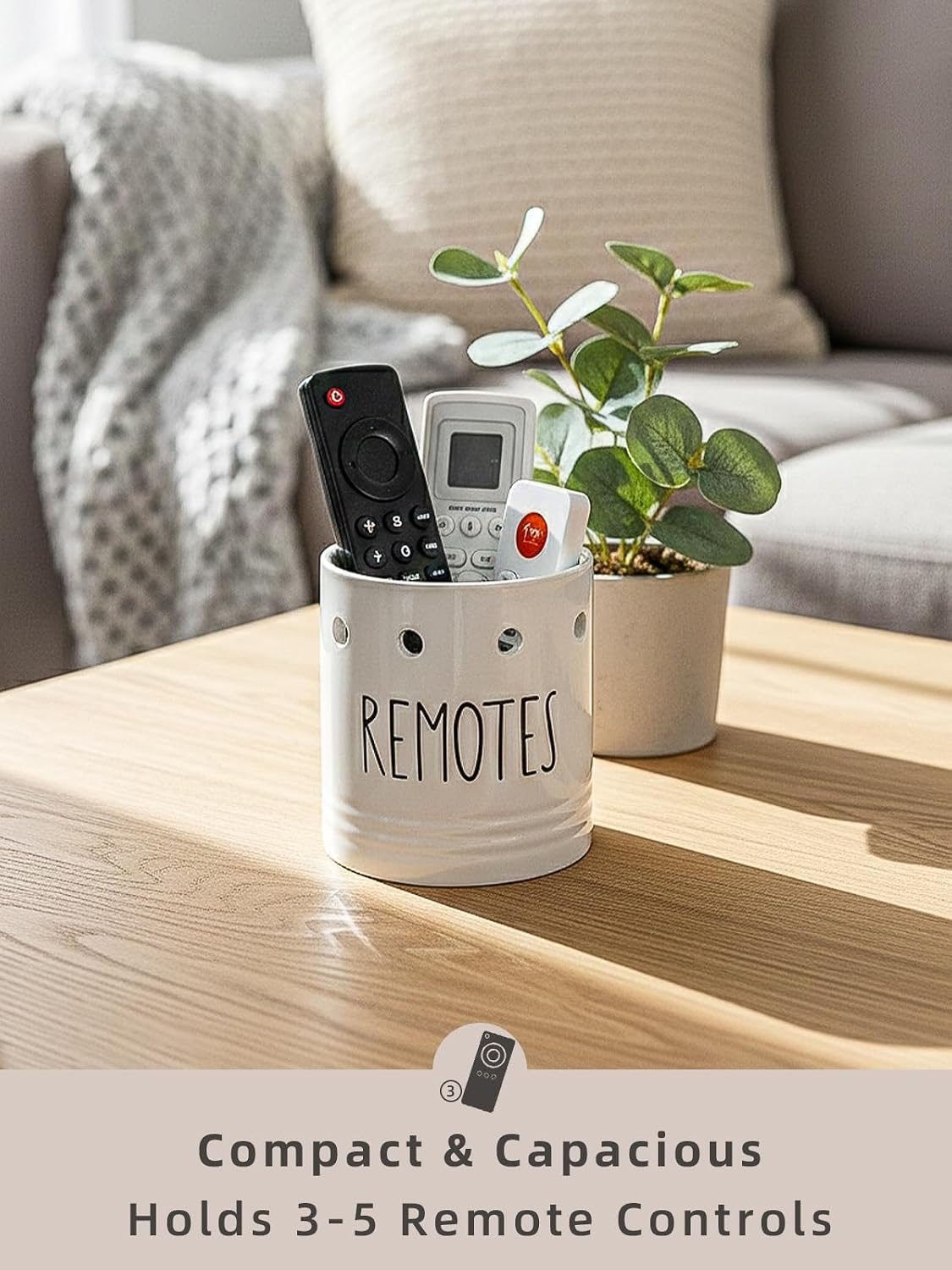 Farmhouse Ceramic Remote Control Holder / White