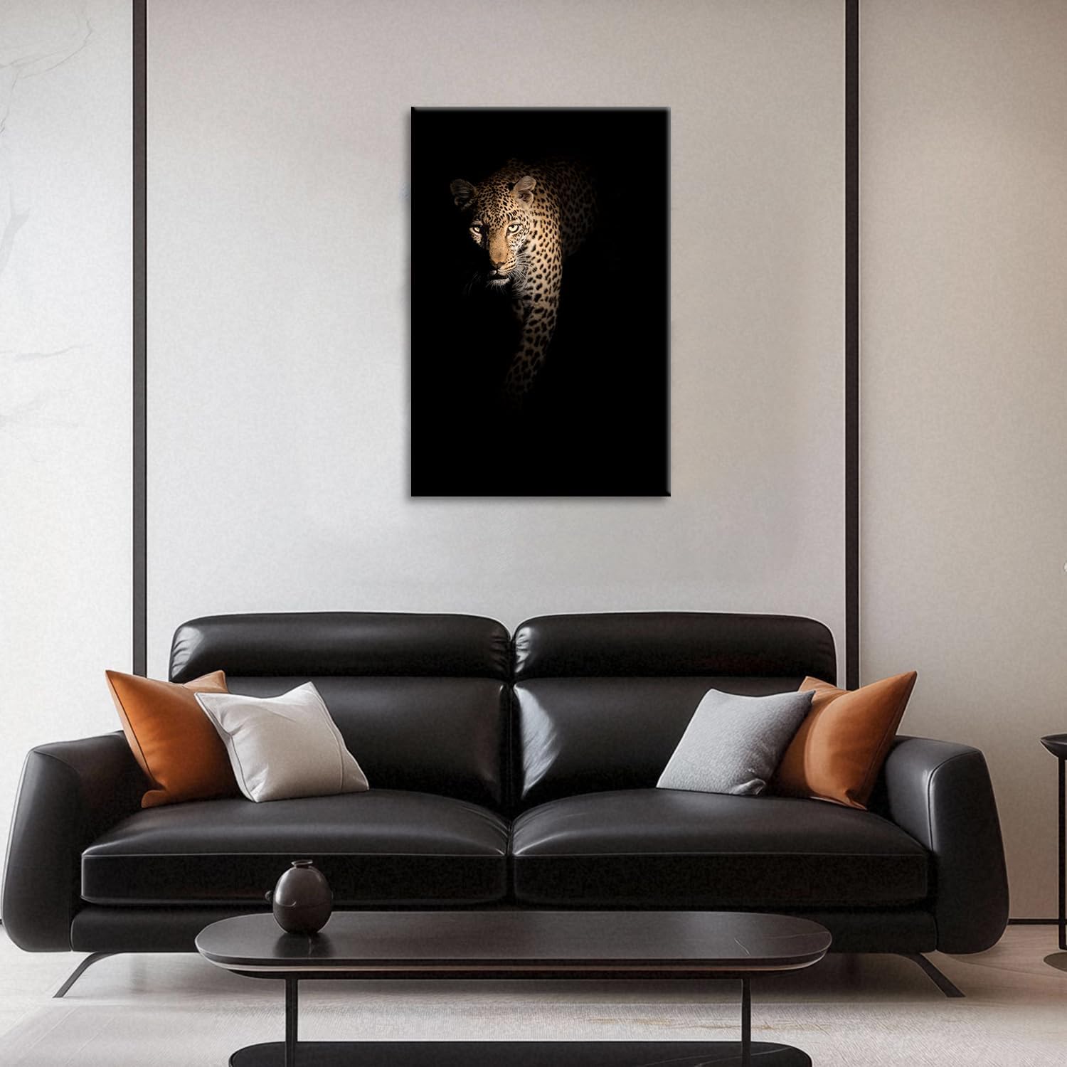 Leopard Wall Art Wildlife Portrait Photography Close-Up Animal Print Framed / Panther / 36"L x 24"W