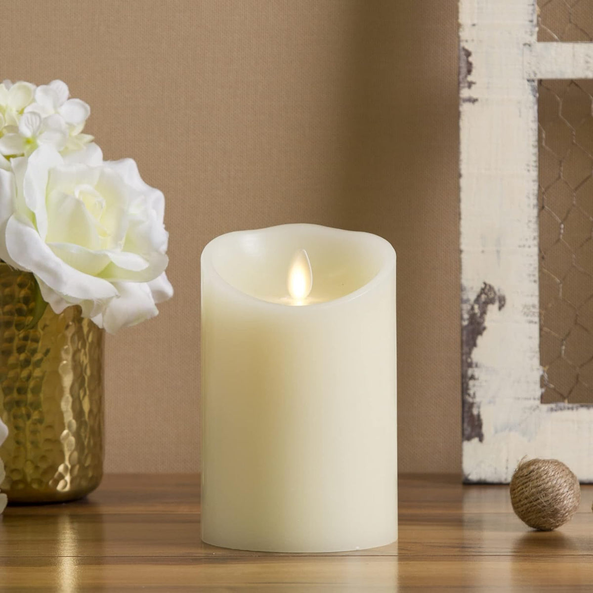 Luminara Flameless LED Battery Operated Flickering Pillar Moving Flame Candles (True Red, 3" x 4.5")