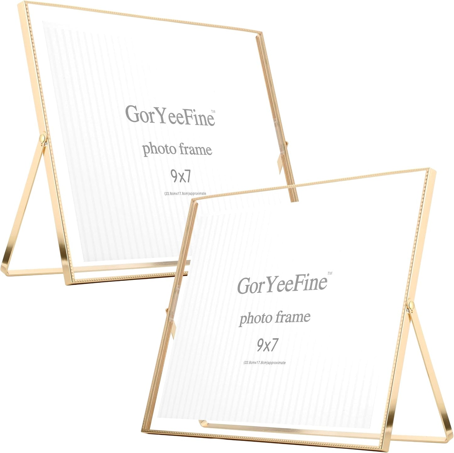 Gold Floating Picture Frame 8x10'' Set of 2(Horizontal), For Photo 9x7'', 8x6'', 7x5'',Tabletop Shelf Photo Frame,Home