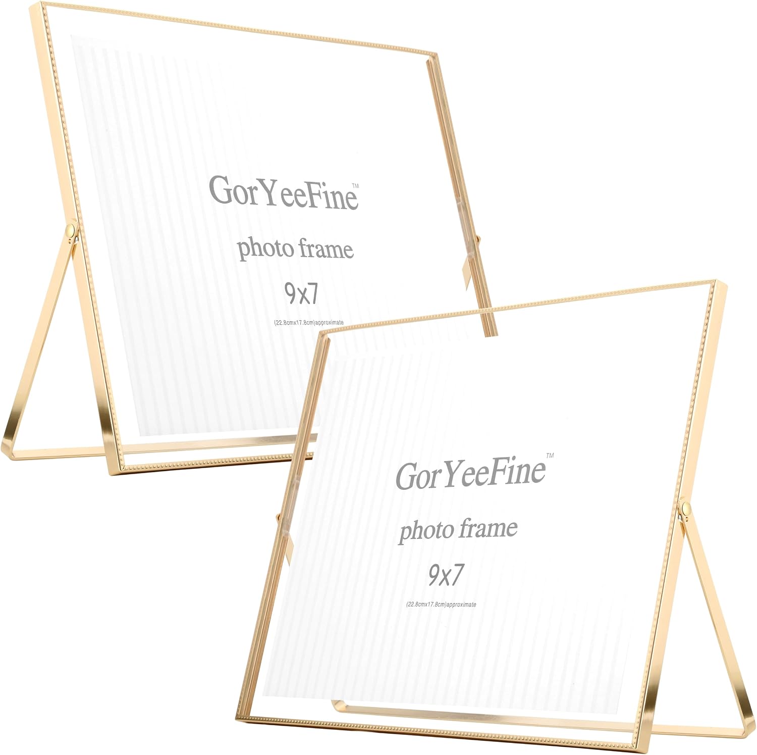 Gold Floating Picture Frame 8x10'' Set of 2(Horizontal), For Photo 9x7'', 8x6'', 7x5'',Tabletop Shelf Photo Frame,Home