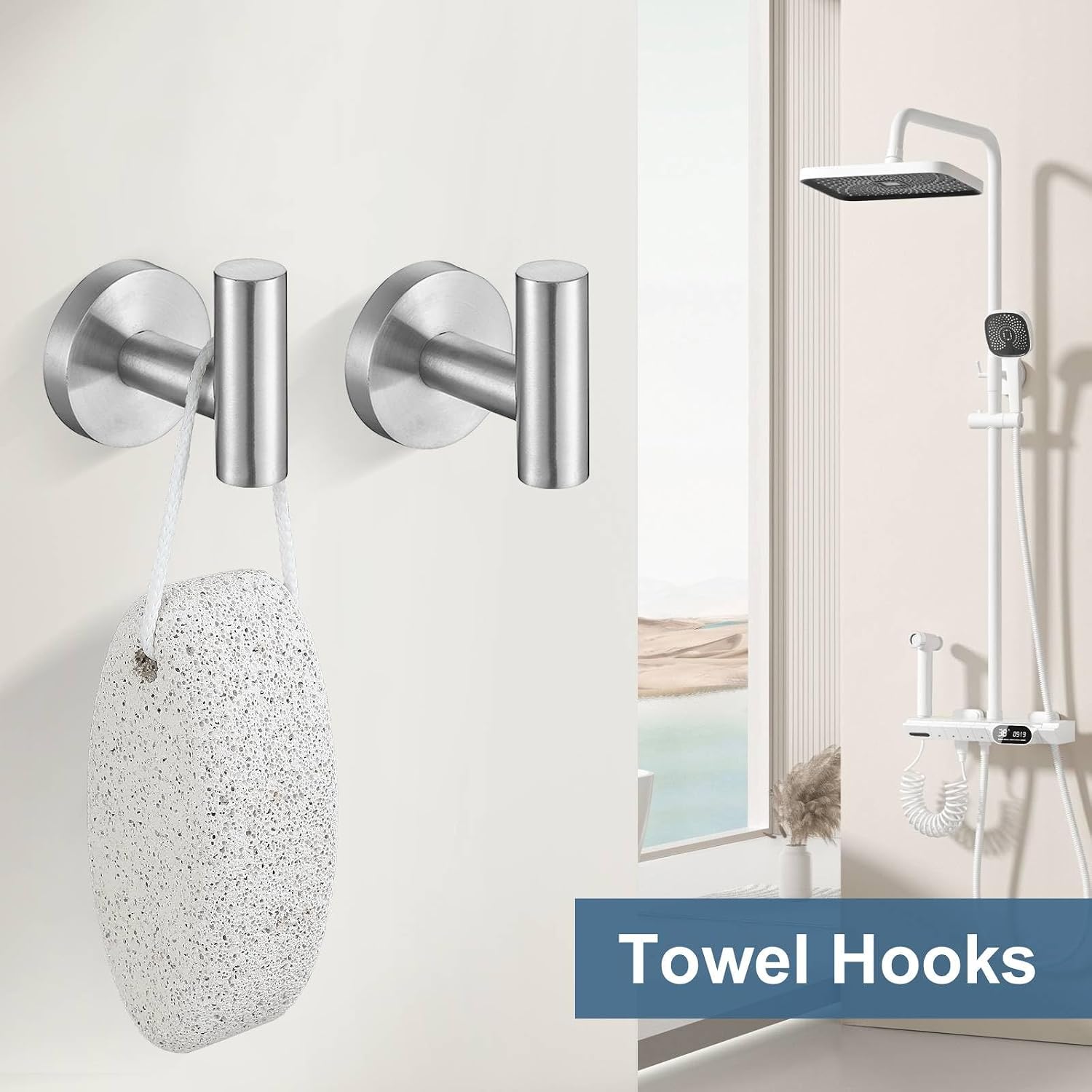 Brushed Nickel Bathroom Hardware Accessories Set, 5 Pieces Round Towel Bar Set Toilet Paper Holder Towel Rail Set for
