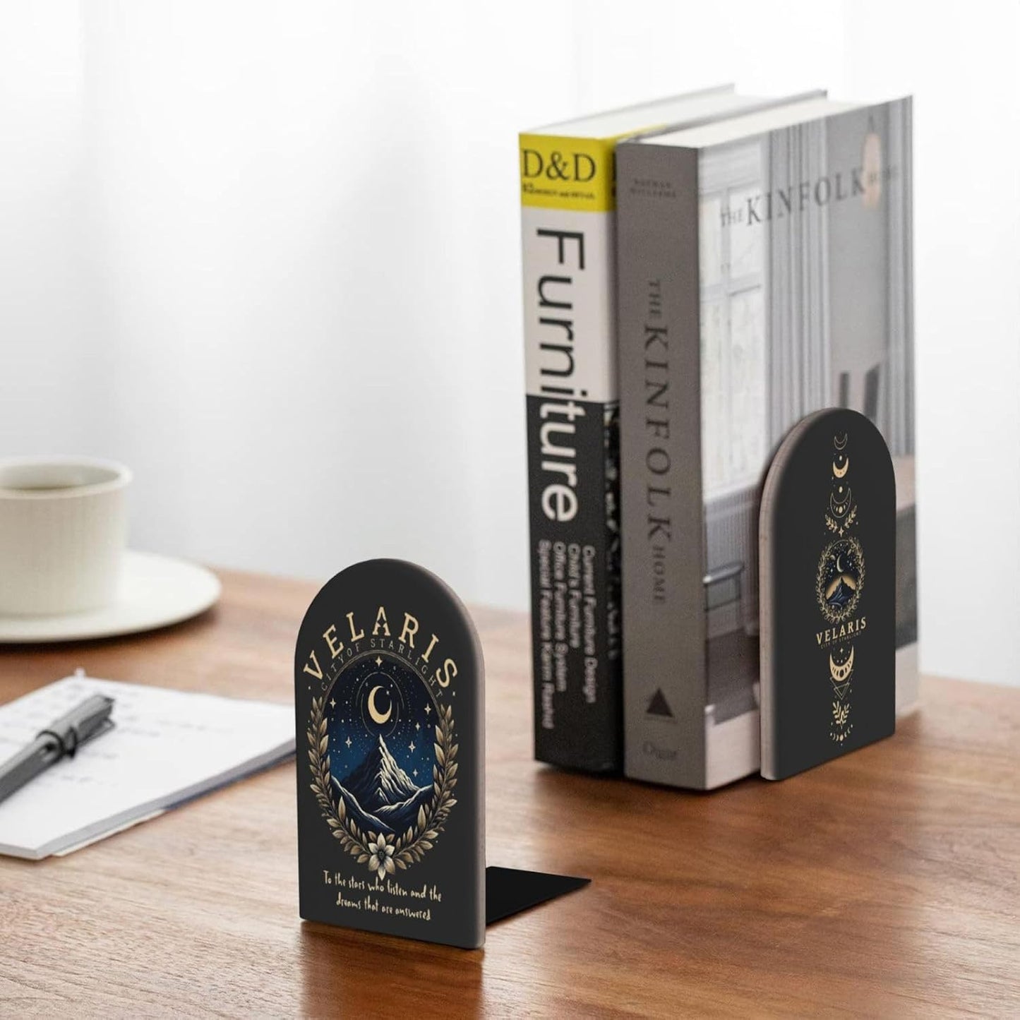 Wood Book Ends Office Bookends / Velaris City of Starlight / Small