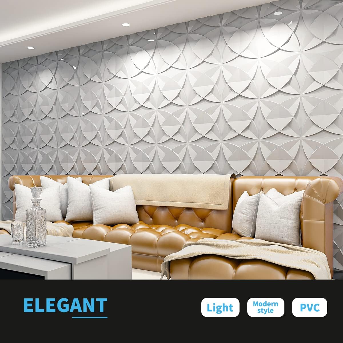 Art3d Waterproof 3D Textured PVC Decorative Wall Panels, 33-Pack, White | Cover 32 Sq. Ft, Break-Proof, Scratch