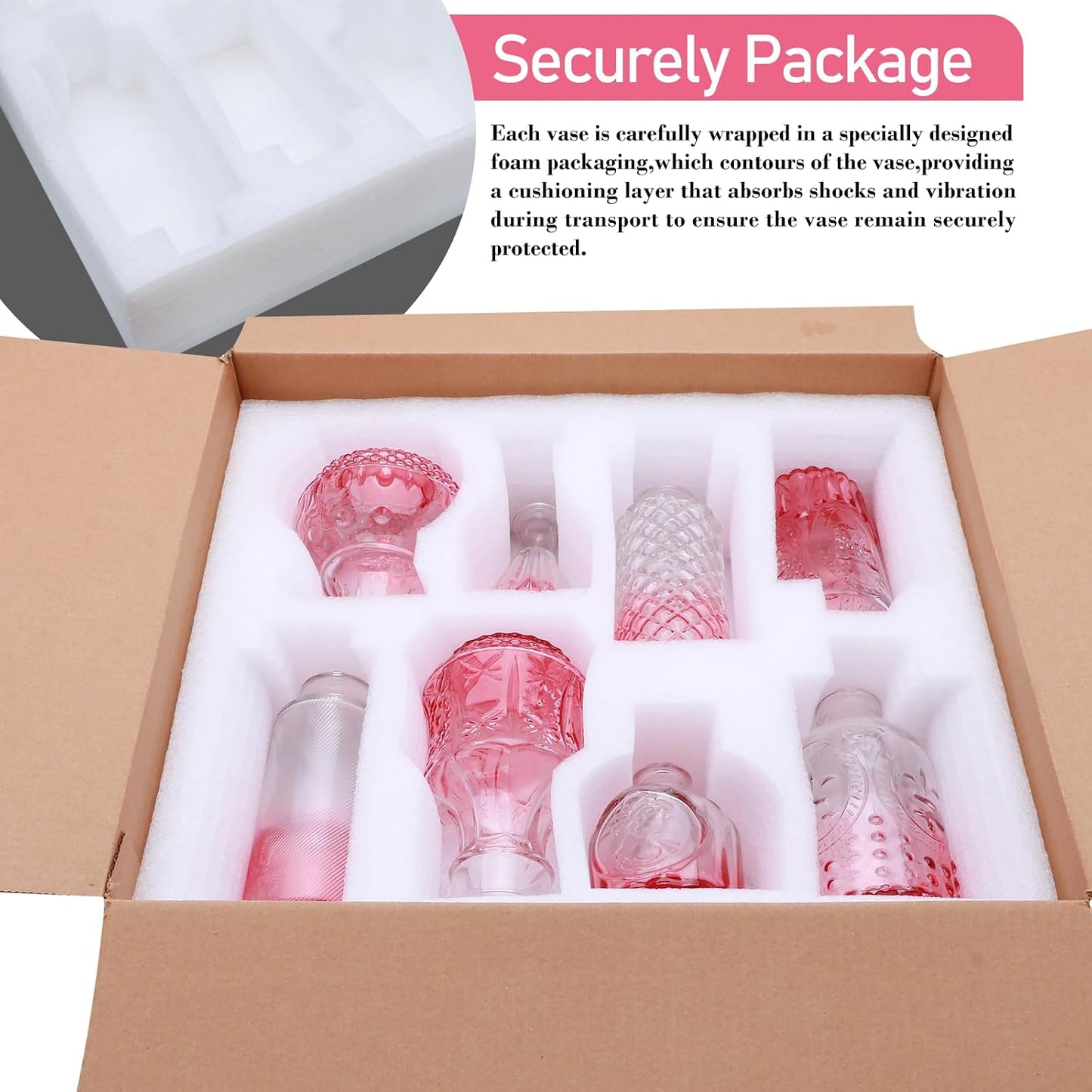 Glass Bud Vase in Bulk / Pink / Set of 8