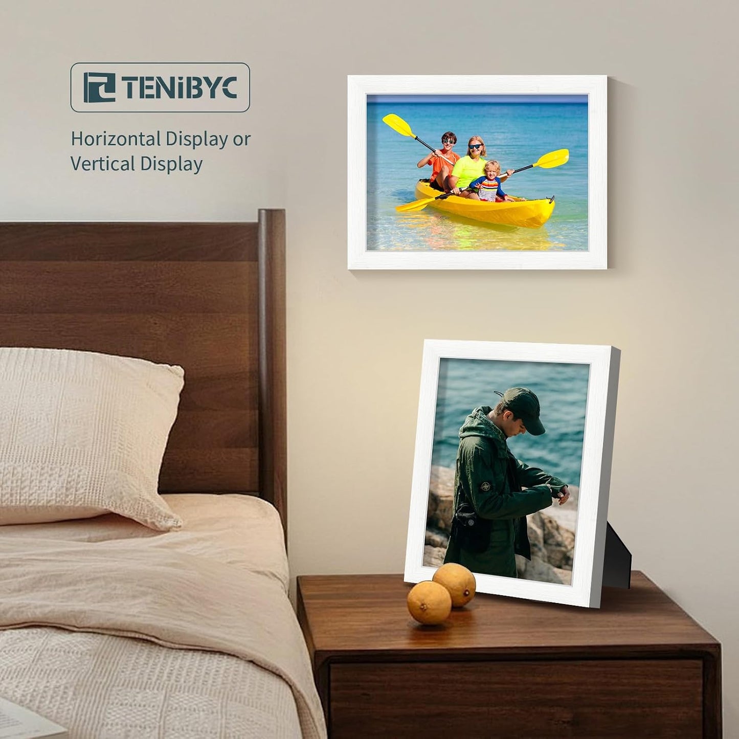 9x12 picture frame 3 Pack, White Wood, Real Glass, for Photos | Thick HD Tempered Glass, Tabletop or Wall Hanging