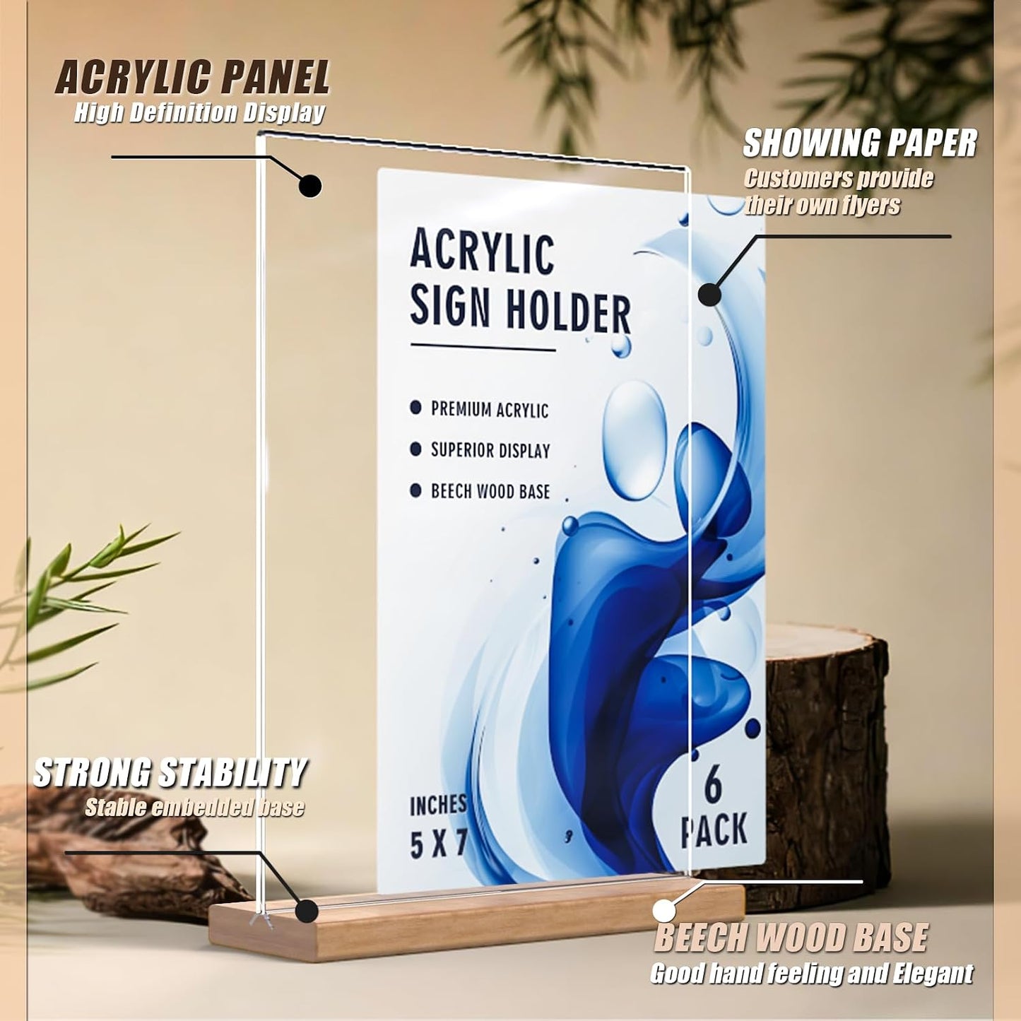 acrylic sign holder / 5*7 / 5 x 7 / Set of 6
