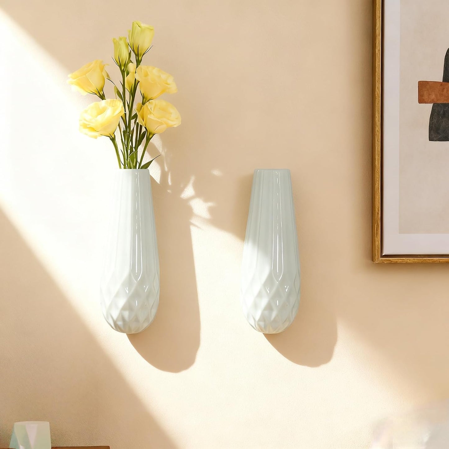Artistic Wall Ceramic Vase / Medium / White / Set of 2