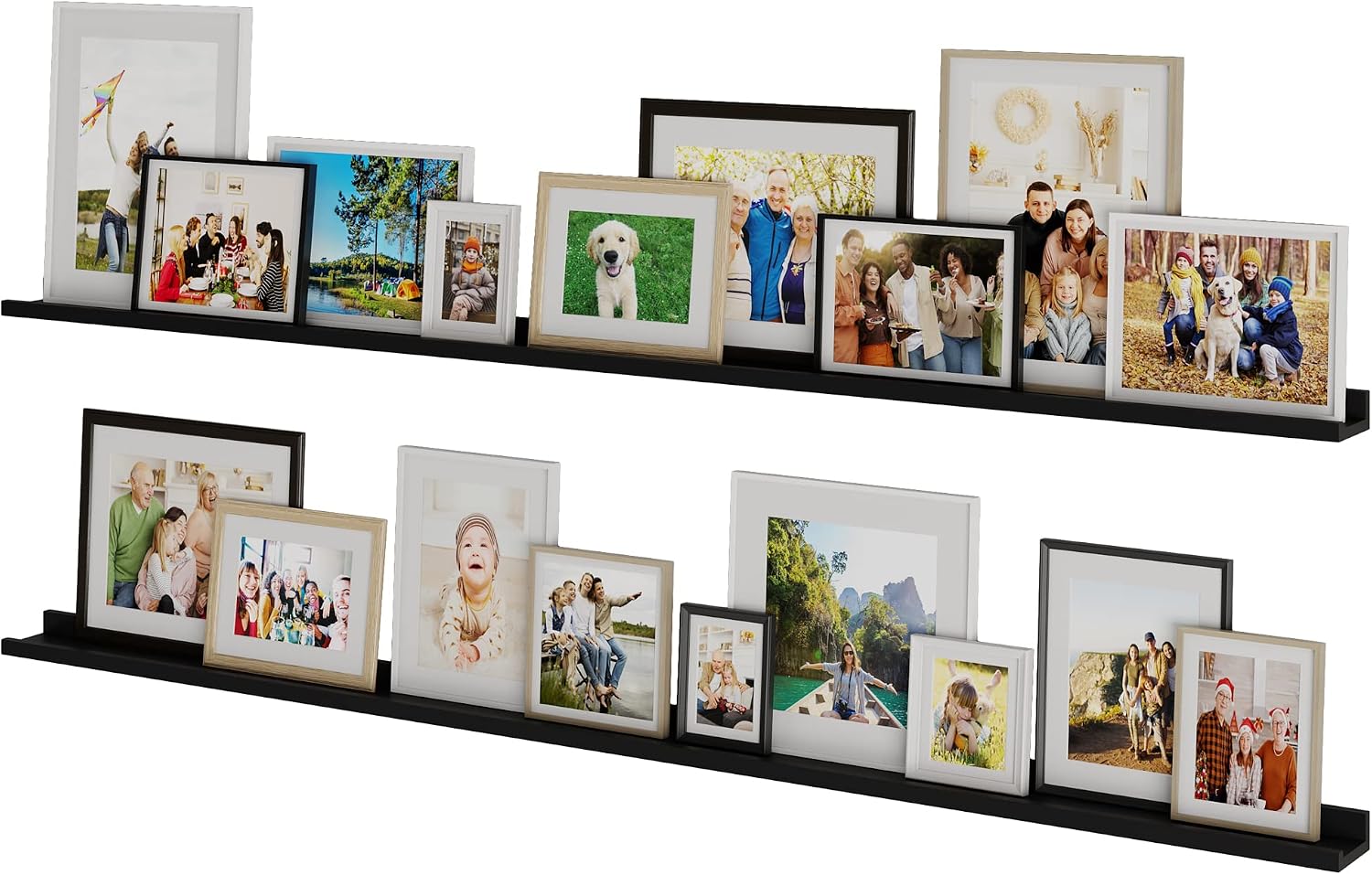 Wallniture Denver 72" Floating Shelves for Picture Frames Collage Wall Decor Picture Ledge Living Room, Vinyl Record