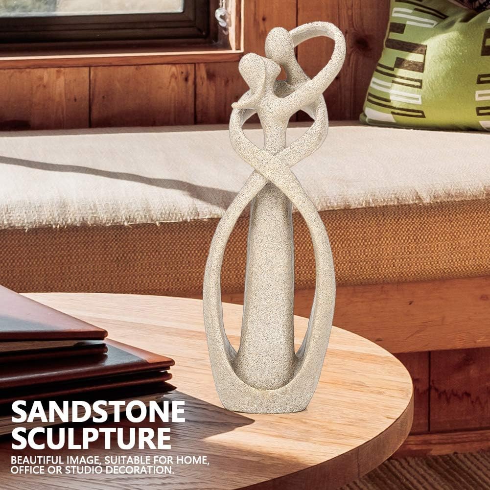 Sandstone Couple Statue / Resin Kissing Lovers Statue Sandstone Lover Hug Kiss Abstract Sculpture