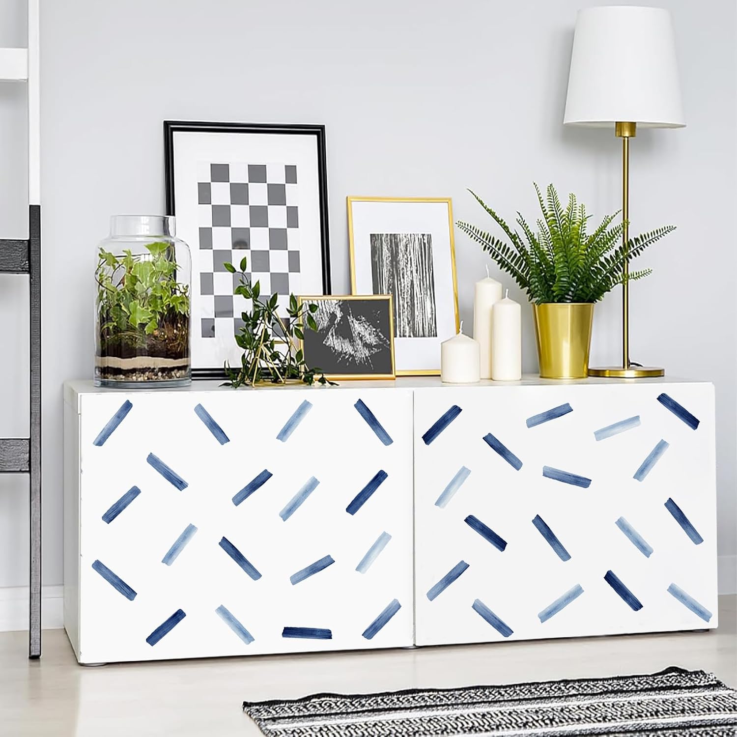 Watercolor Line Wall Decals Modern Wall Art Stickers Peel and Stick / Watercolor Blue Wall Sticker