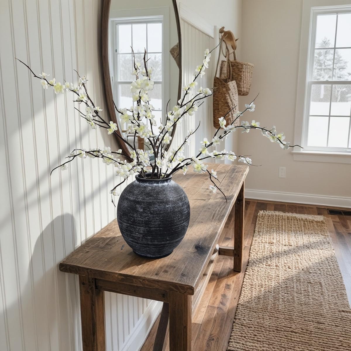 Farmhouse Table Vase / 10.8"-oval / Deep Charcoal Black-10.8